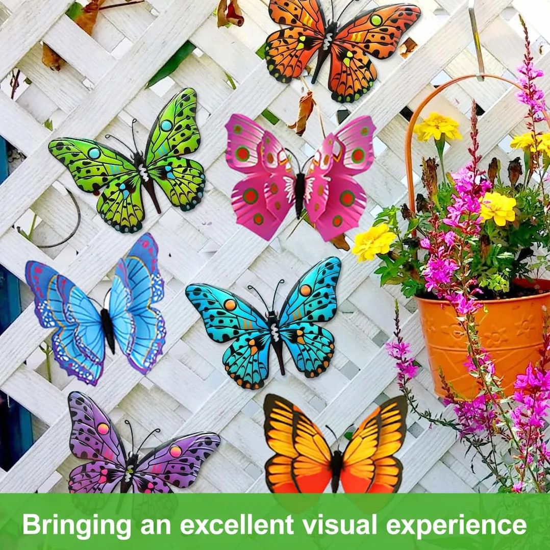 Papillon en PVC 12 pièces Décorations murales extérieur intérieur jardin adhésif double face