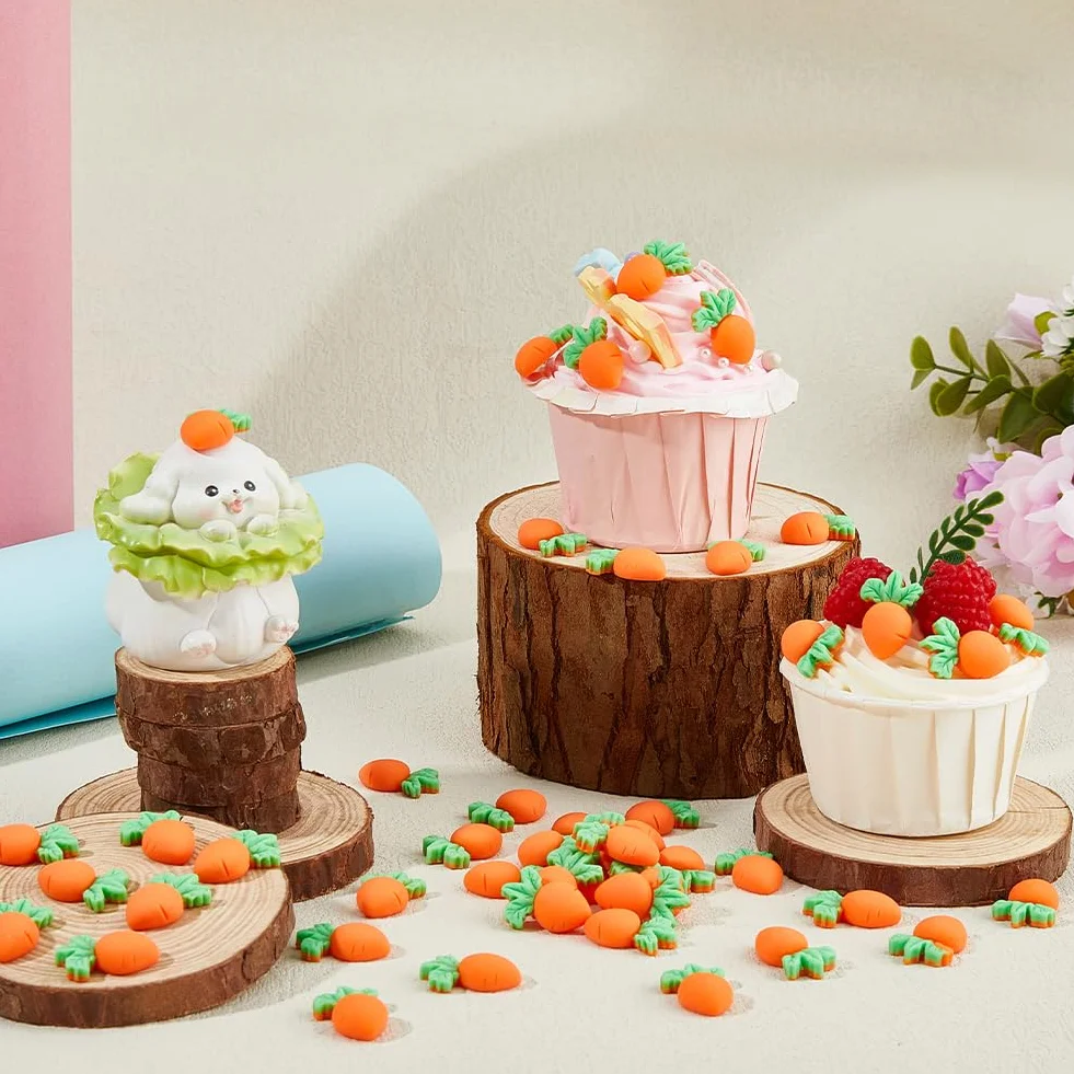 SUPERFINDINGS 80Pcs Mini Cabochons Carotte de Pâques en Résine Légumes Décoratifs Bunny Carrots Flatbacks Ornaments