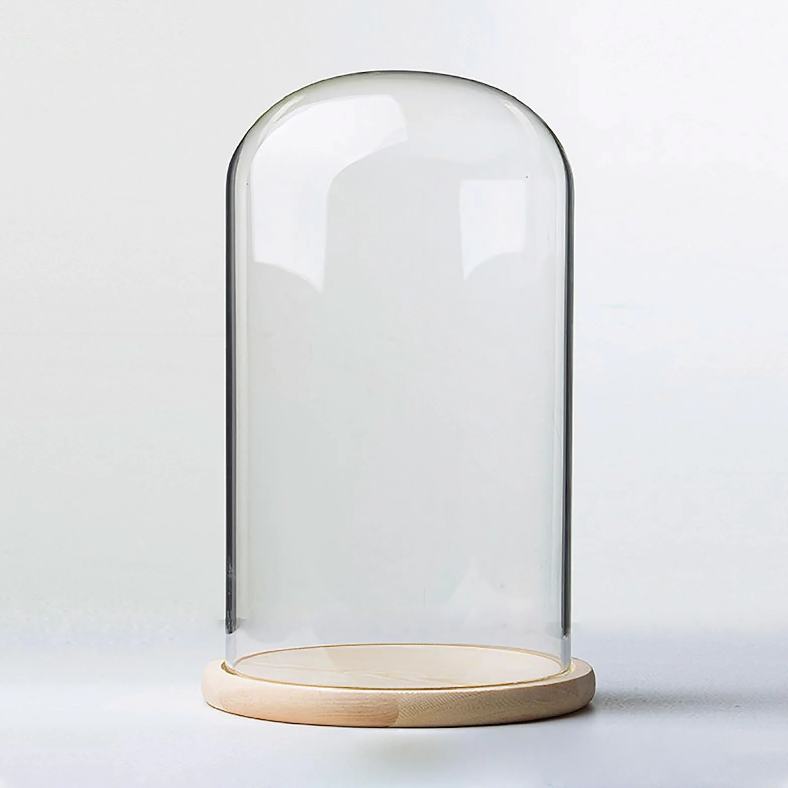 Cloche en Verre avec Base en Bois, diamètre 20 cm. Cloche en Verre avec Base en Bois Massif for Exposer Plantes, Ornements et Figurines.(20 * 30cm)