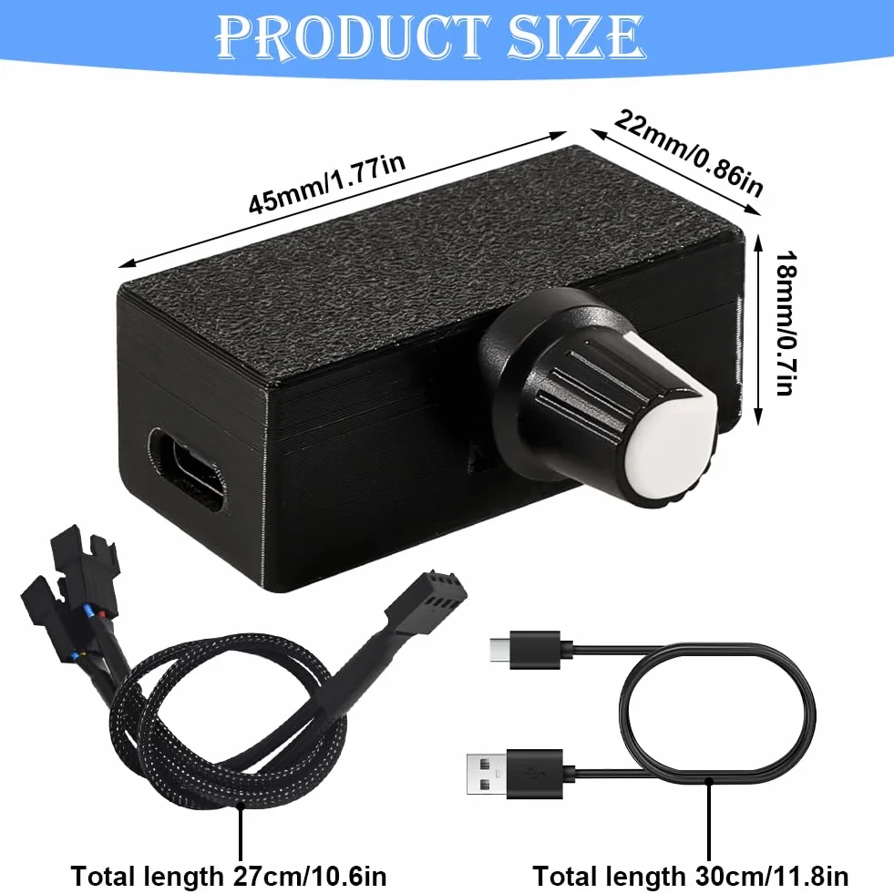 4-pinowe sterowanie wentylatorem PWM 12V z kablem adapterowym 1 do 2 - Regulowany kontroler wentylatora, 4-polowy regulator PWM 0-100% sterowanie prędkością, idealny do chłodzenia wody na PC