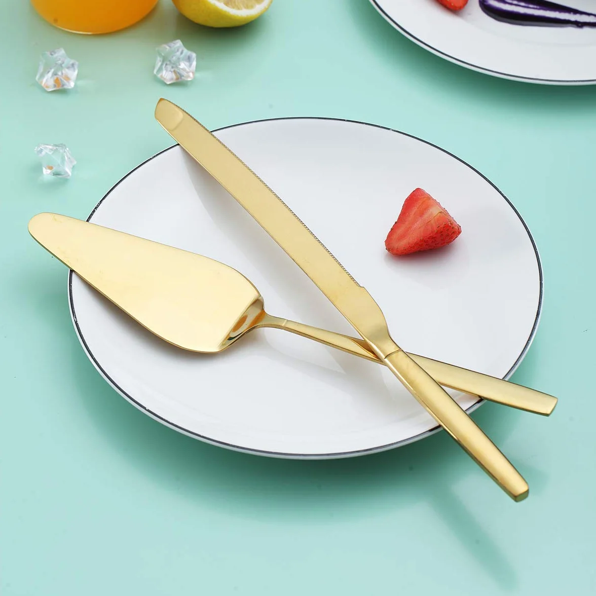 Berglander ensemble de couteau à gâteau et serveurs de pâtisserie doré pour mariage anniversaire fête