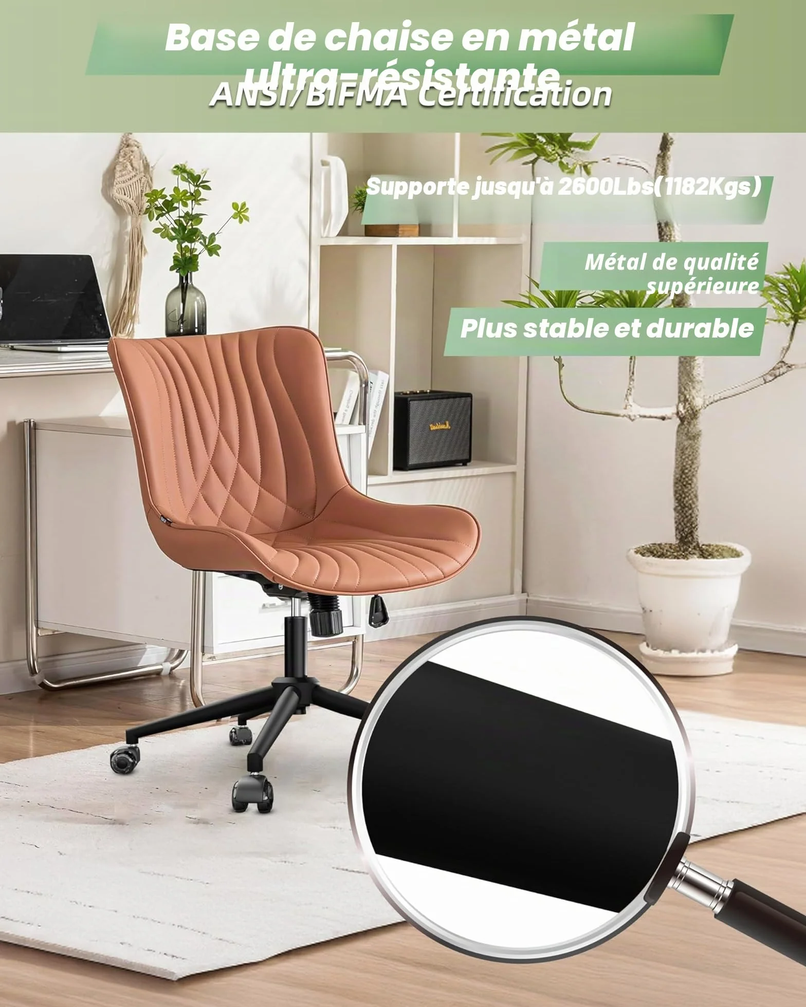 Sytopia Pied de chaise de bureau avec roulettes - Base en métal universelle de 60 cm - Pour chaise pivotante et chaise de jeu - Charge maximale : 1180 kg - Kit complet