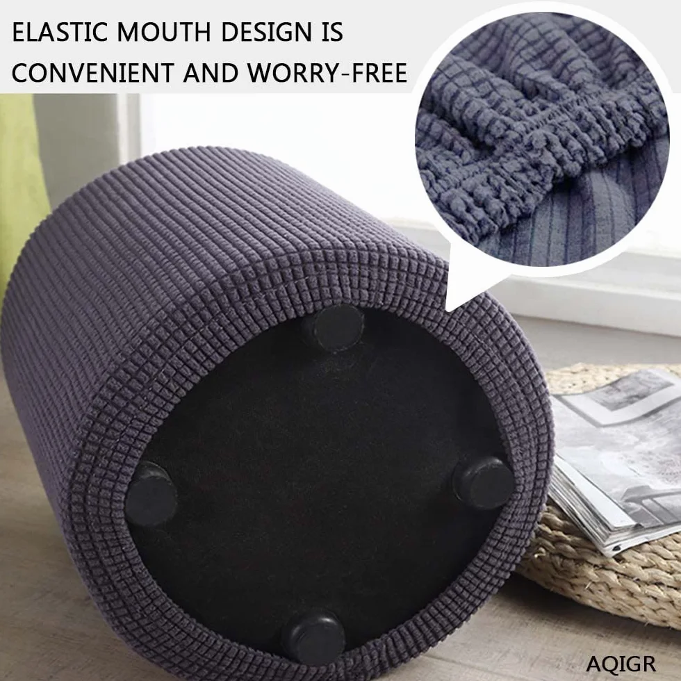 Housse de Pouf Carré 40x40/45x45 Extensible Ottomane en Jacquard Doux avec Fond élastique Lavable en Machine