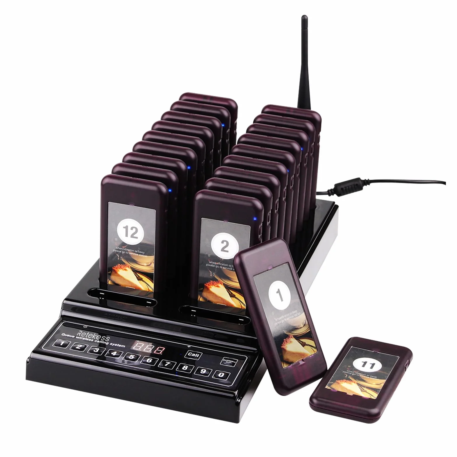 Retekess T112 Bipeur Restaurant 500M 3 Modes d'appel Vibration 36H 999 Canaux 20 Bipeur