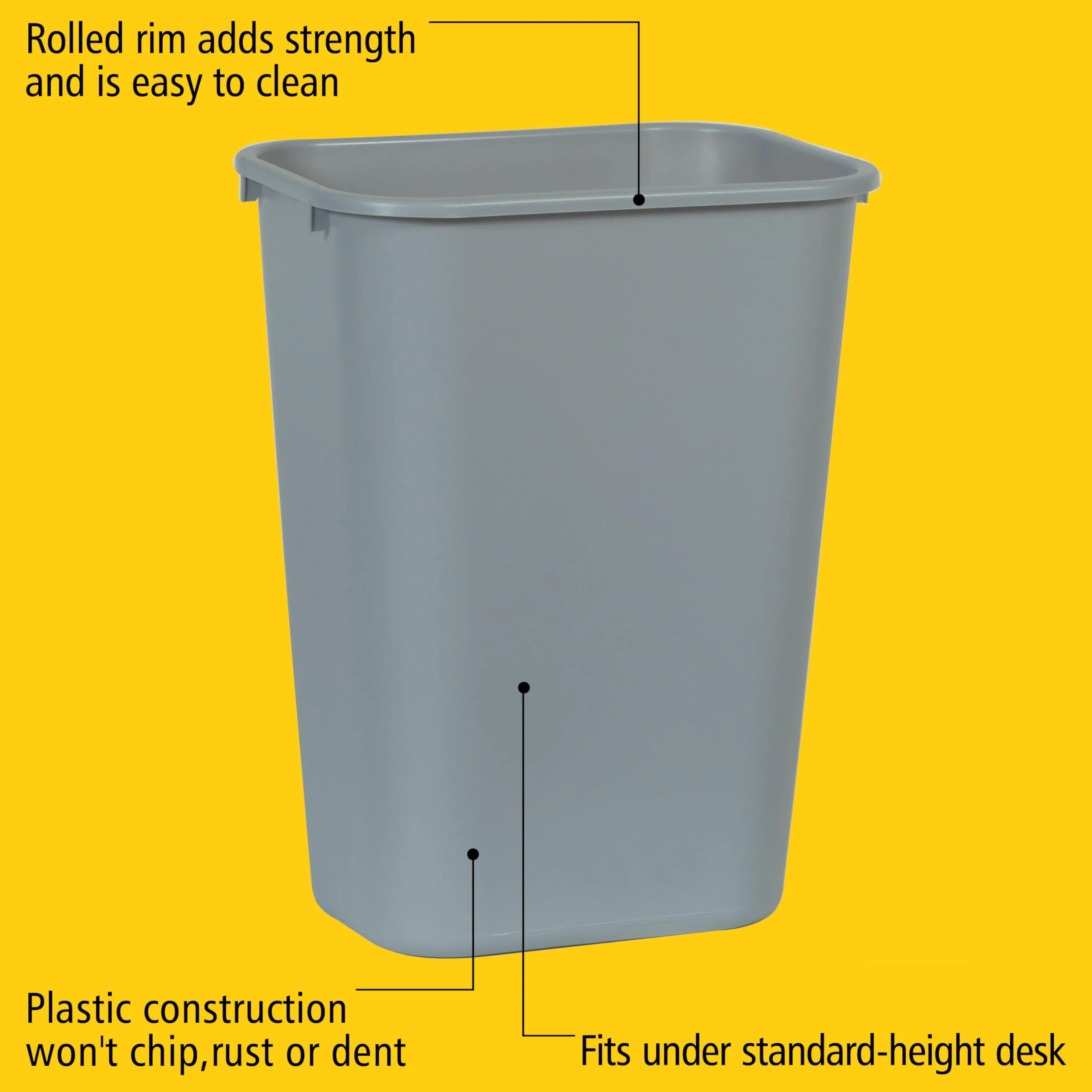 Rubbermaid Commercial Products Poubelle de Bureau Plastique 39L Gris Design Compact