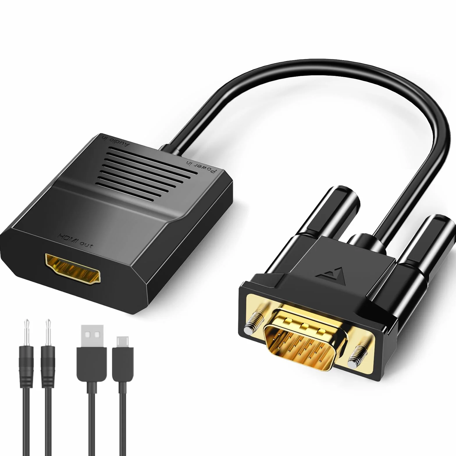 FOINNEX Adaptateur VGA vers HDMI 1080p Mâle Femelle Convertisseur Audio TV Ordinateur Projecteur Moniteur