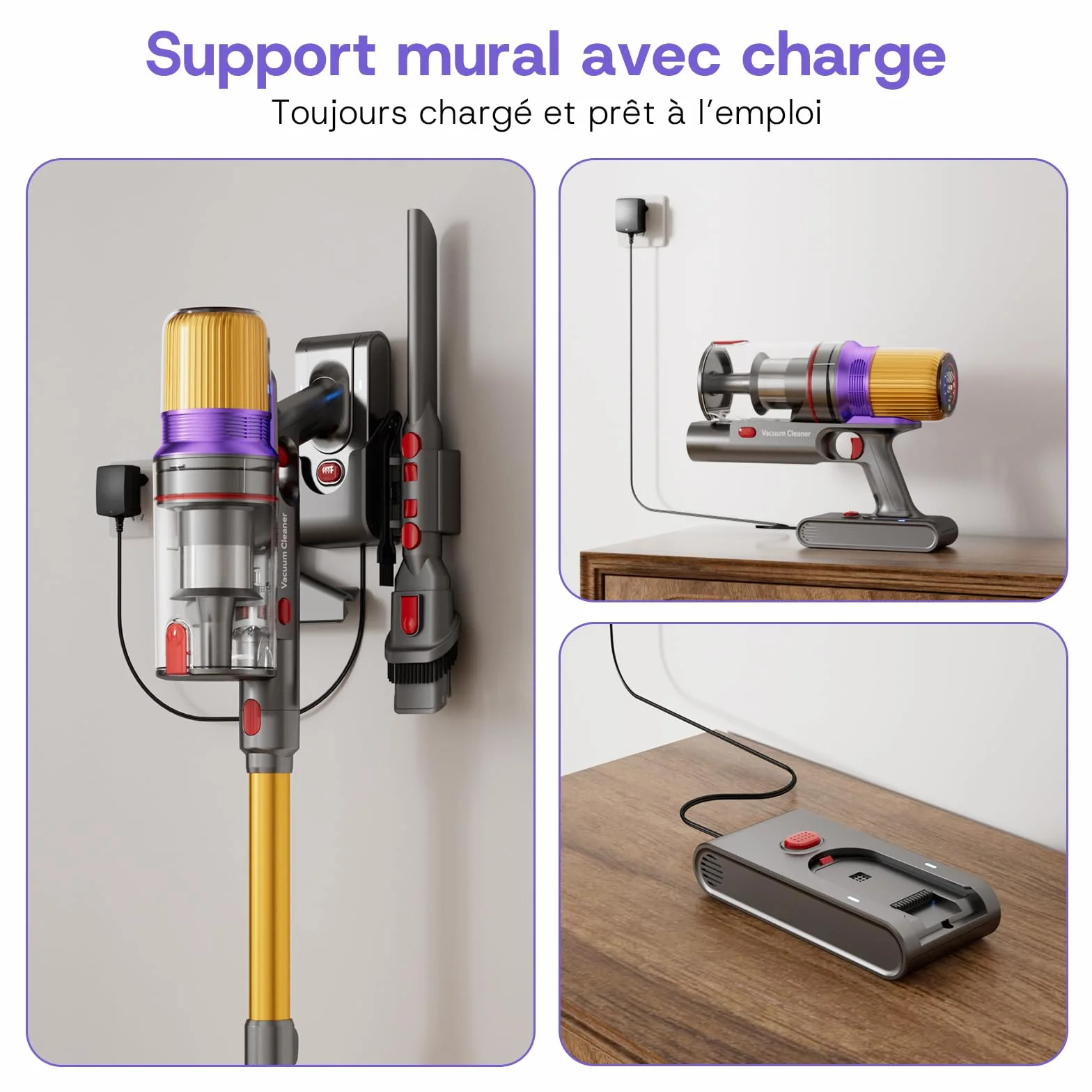 V16 Aspirateur Balai sans Fil 55Kpa/600W/80Mins, Aspirateur sans Fil Puissant, Écrans Tactiles LED, Mode Automatique, Brosse Anti-Emmêlement pour Tapis, Sols Durs et Poils d'animaux