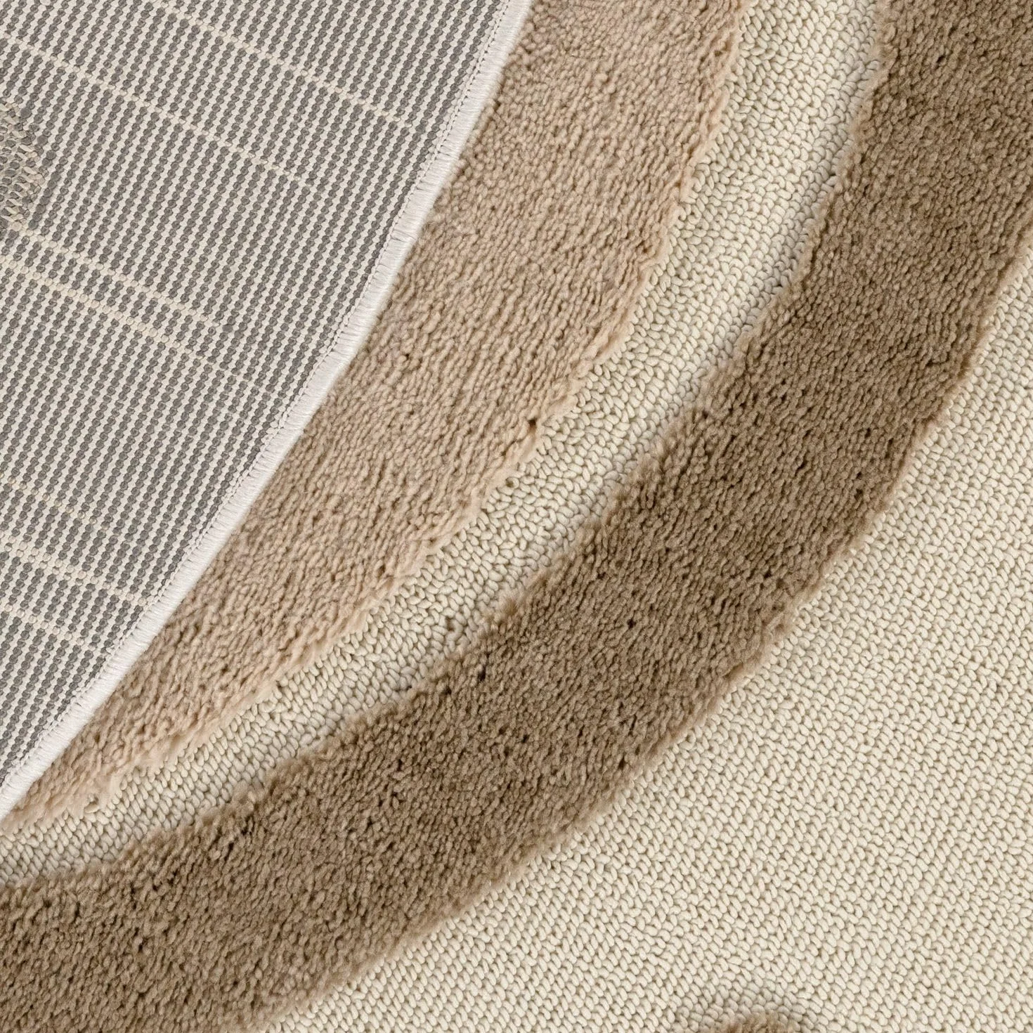 Tapis De Jeu Enfant Garcon Fille Soleil Soft 3D Modern Peluche, 120 cm Rond, Crème Foncée Sable