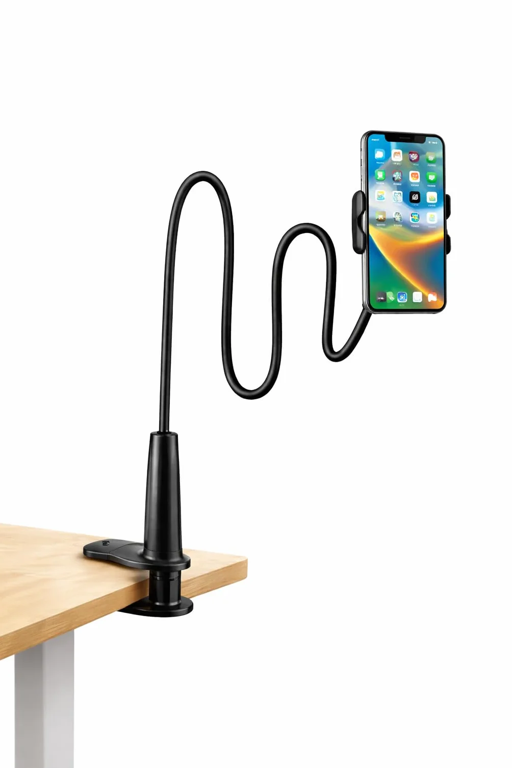 Uchwyt na telefon z łóżkiem, uchwyt na telefon z elastyczną szyjką łabędzia długie ramię regulowany obrót o 360° dla iPhone 13/ 13Pro, 14/14 Pro, 15/15 Pro, 11 Pro XS Max X 8 7, Samsung Huawei Honor