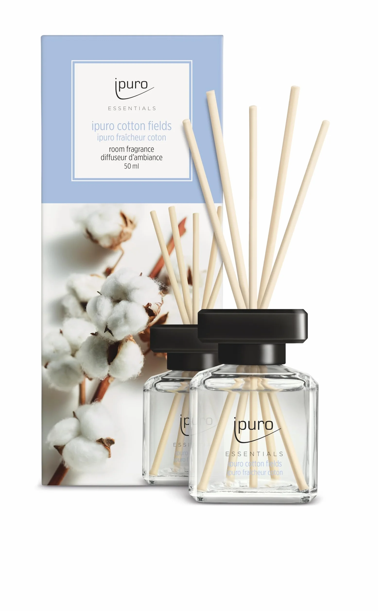 ipuro Essentials Parfum d'intérieur Cotton Fields 50ml Diffuseur à bâtonnets