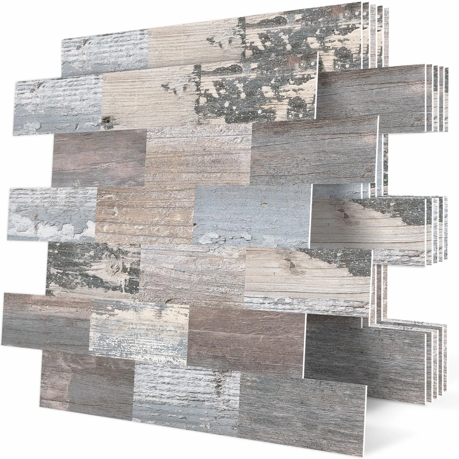 DEWOO Carreaux Adhésif Mural Cuisine Bois Effet 10 Pièce 34x29 cm