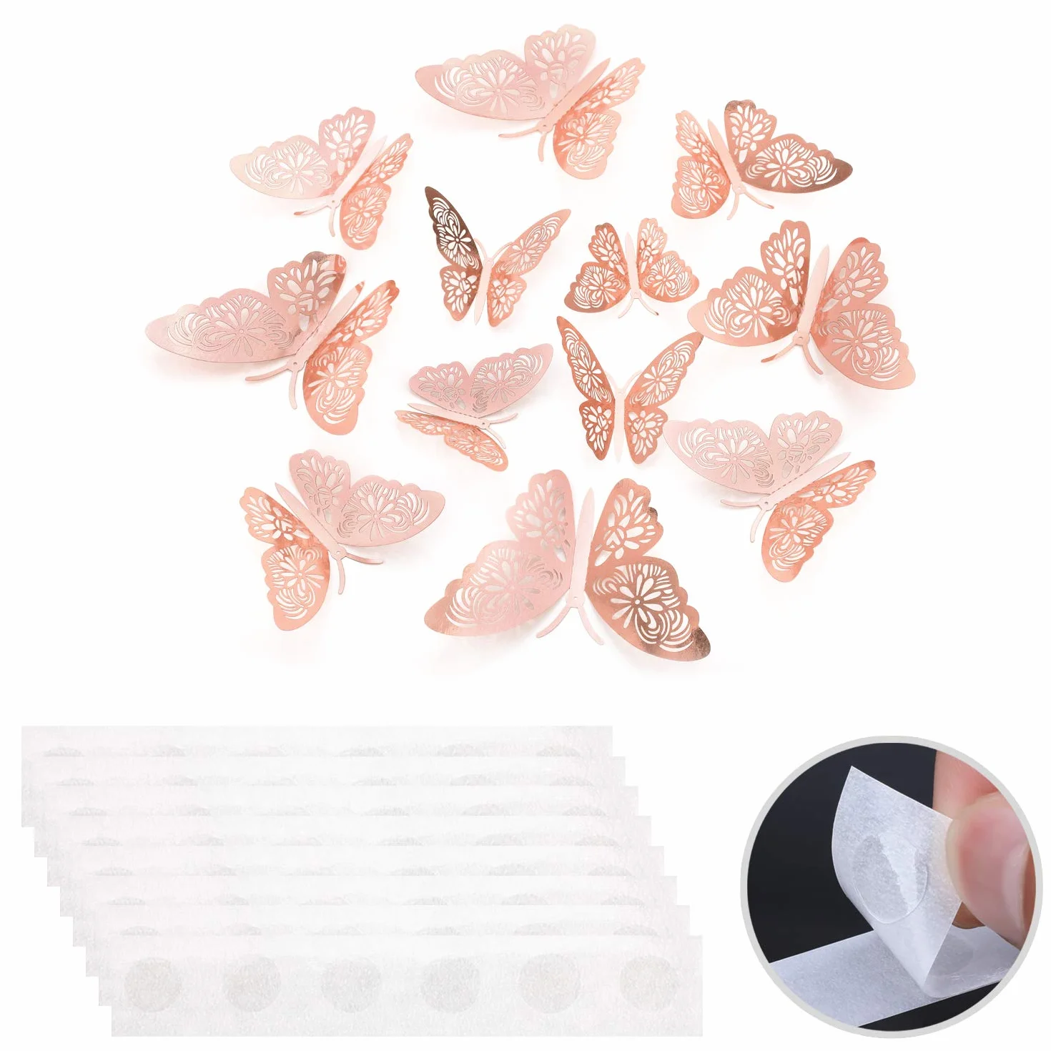 Papillon Stickers Muraux 3D 48 Pièces Décoration Rose Fête Anniversaire Mariage Maison
