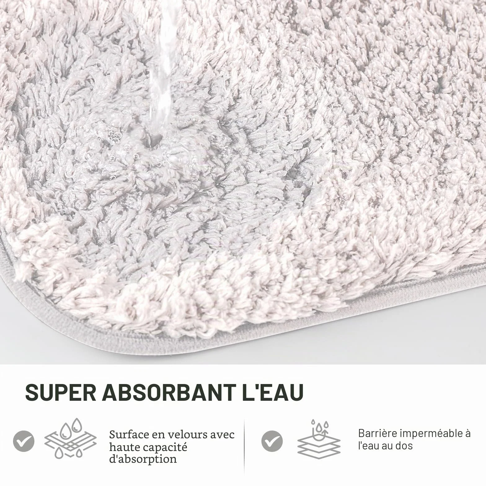 Tapis de bain antidérapant microfibre 50x80 cm blanc