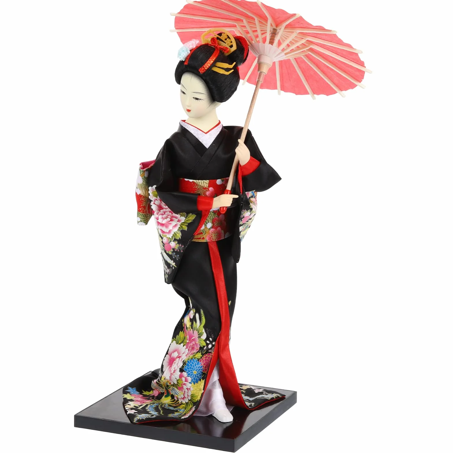 Poupée kimono japonaise geisha tenant un parapluie, figurine orientale collectionnable STOBOK