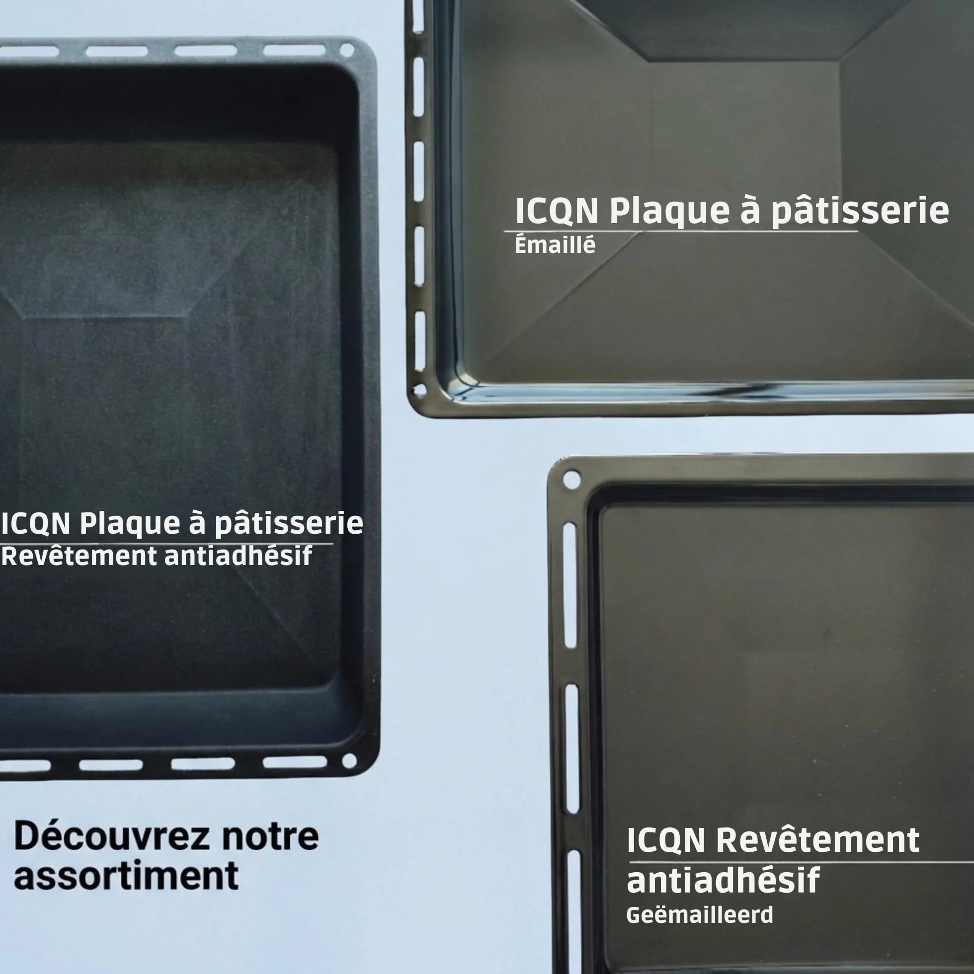 ICQN Set Plaque de Four 46 × 37 × 3 cm + Grille, Compatible avec Beko, Bosch, Grundig & Samsung, Plaque Émaillée 30 mm + Grille de Cuisson