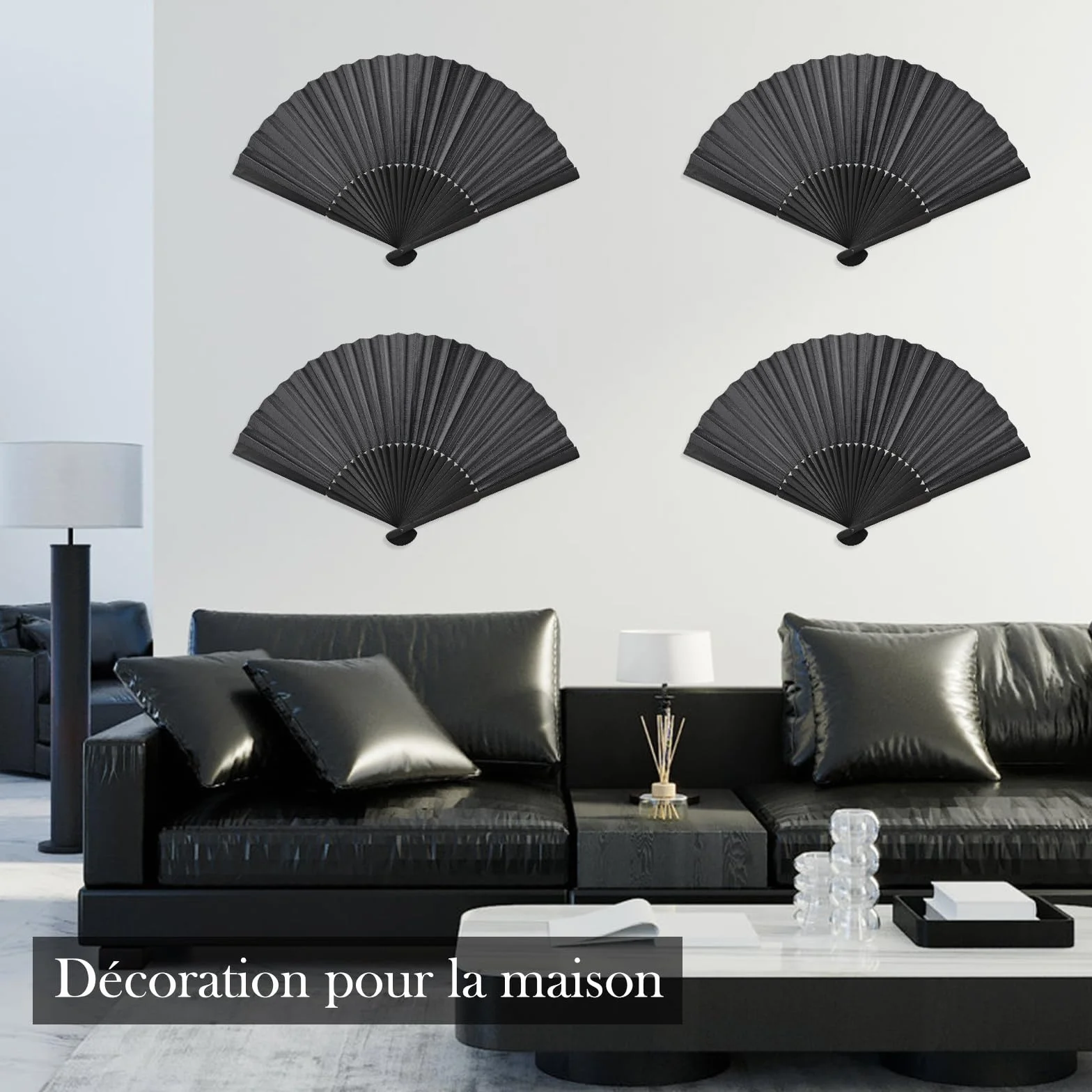 Éventail Pliant en Bambou Noir Classique, Petit Eventail de Poche pour Mariage Fête