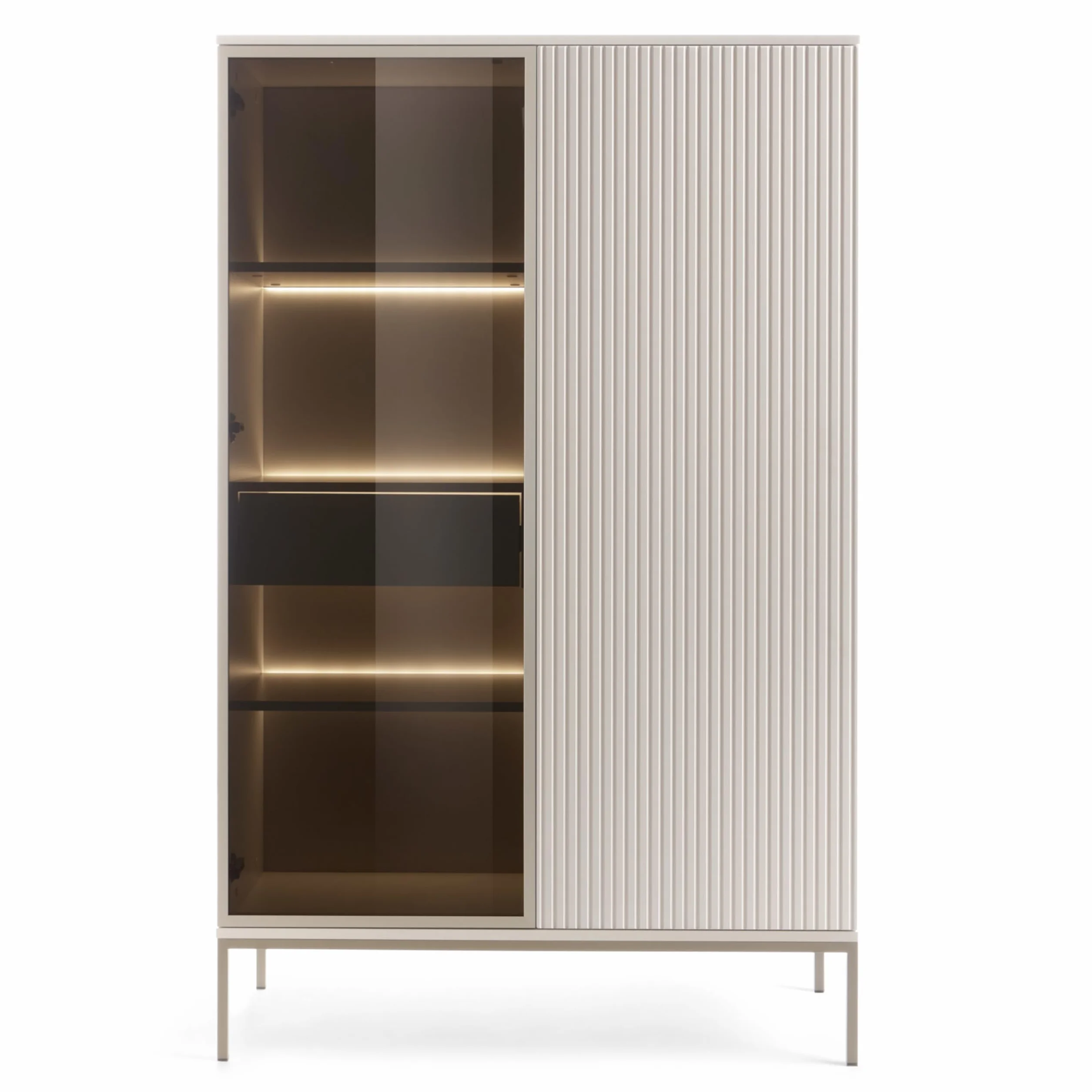 Komodee Laval WTSZ104 – vitrine avec éclairage LED, Cachemire, Largeur 104 cm, Hauteur 166 cm, Profondeur 39 cm