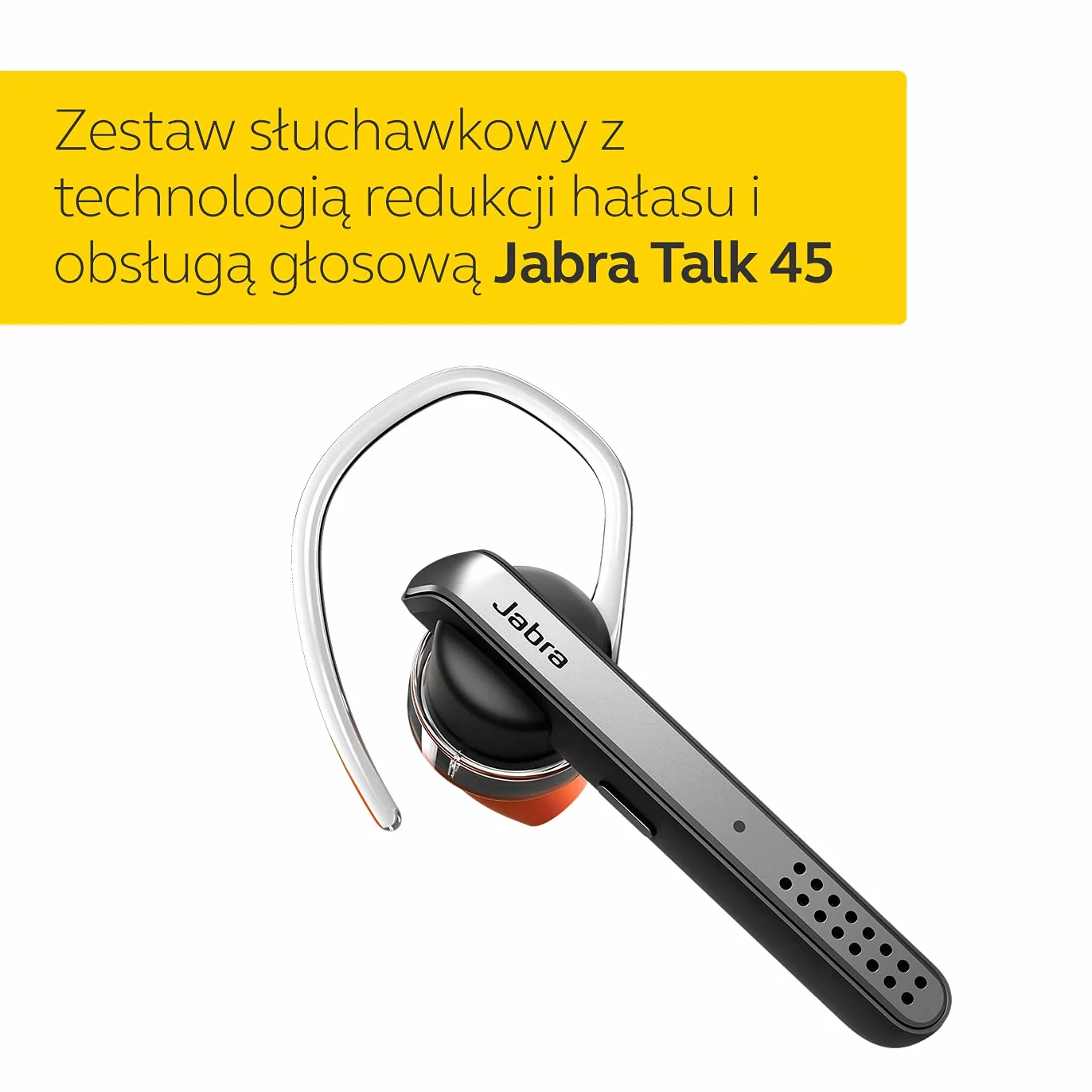 Jabra Talk 45 mono zestaw słuchawkowy – bezprzewodowe telefonowanie, podcasty i muzyka lub odczyt GPS – srebrny