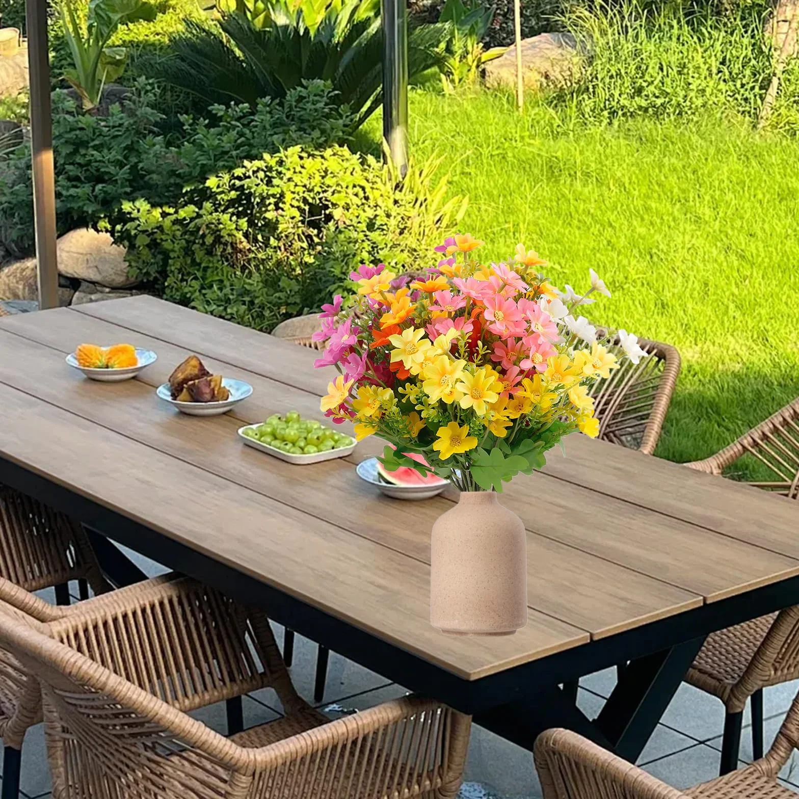 Fleurs Artificielles Extérieures Résistantes aux UV 6 Pièces en Plastique pour Décoration Maison Jardin
