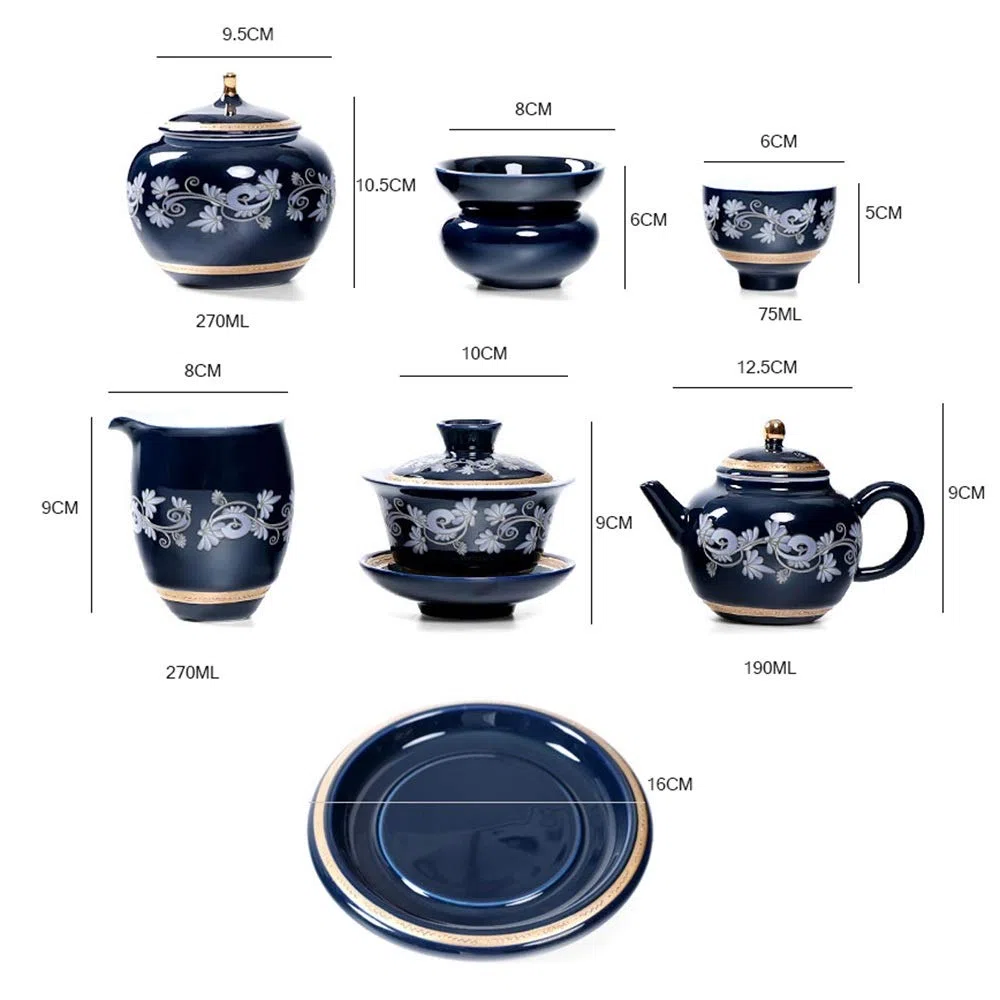 Service À Thé en Or Peint À La Main, Ensemble Complet De Théière, Tasse, Couvercle, Bol, Cadeau en Céramique, Service À Thé