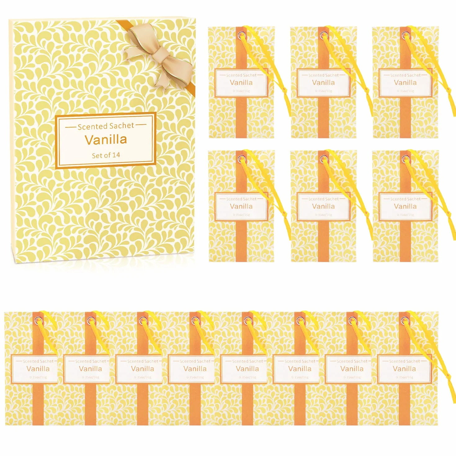 SCENTORINI Sachets Parfumés Sent Bon Vanille pour Tiroirs, Armoires et Garde-Robes, 10g x 14 sachets