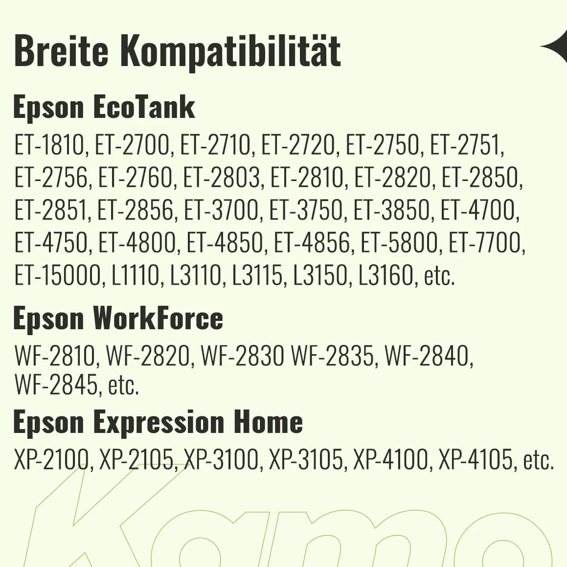 Kamo Encre de Sublimation Transfert Presse à Chaud pour Epson EcoTank ET-2720 ET-2760 ET-2800 ET-2803 ET-2850