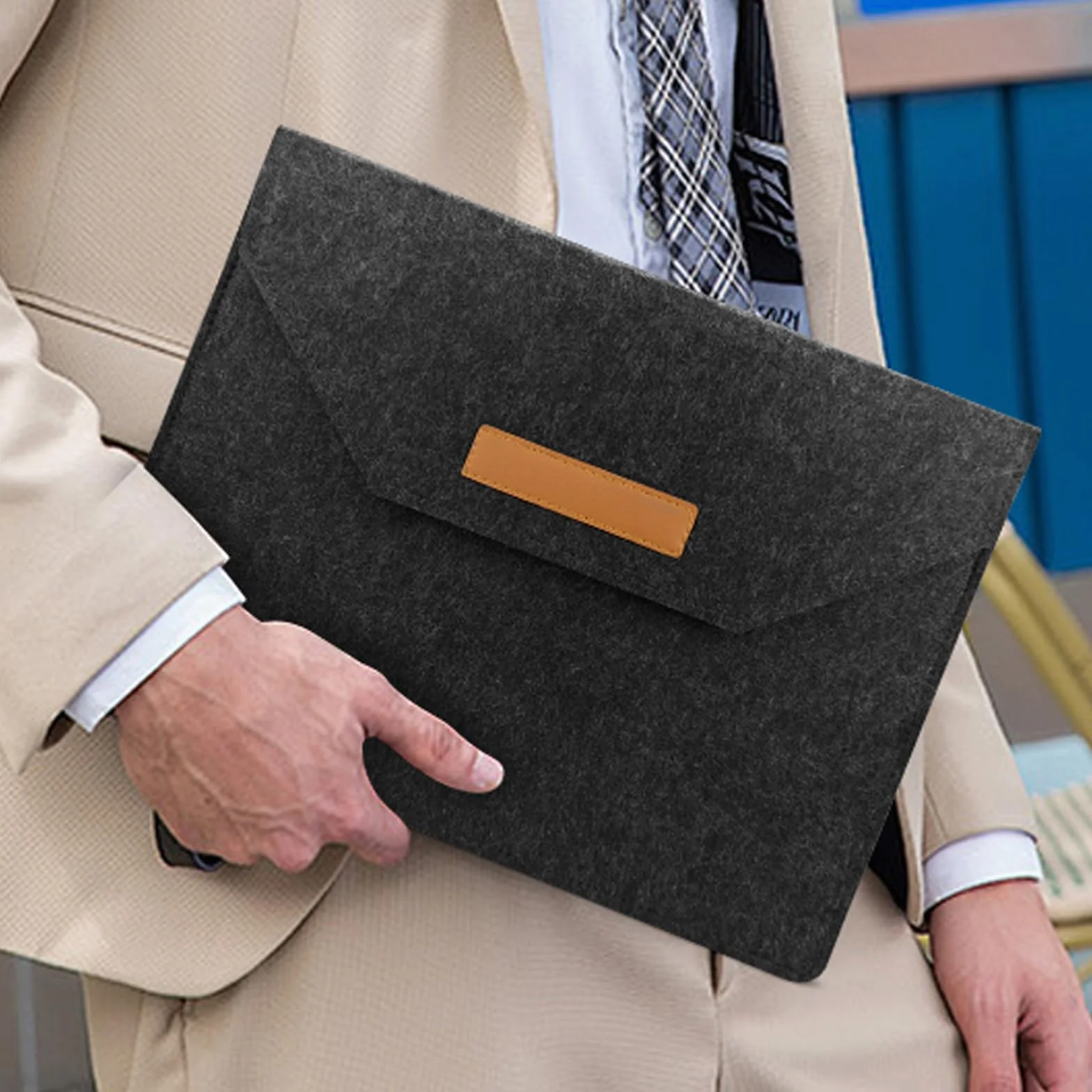 AfitLulu Filcowe etui na laptopa 13", torba z wieloma przegródkami, ochronne etui na MacBook, ultracienka torba na tablet (czarne)