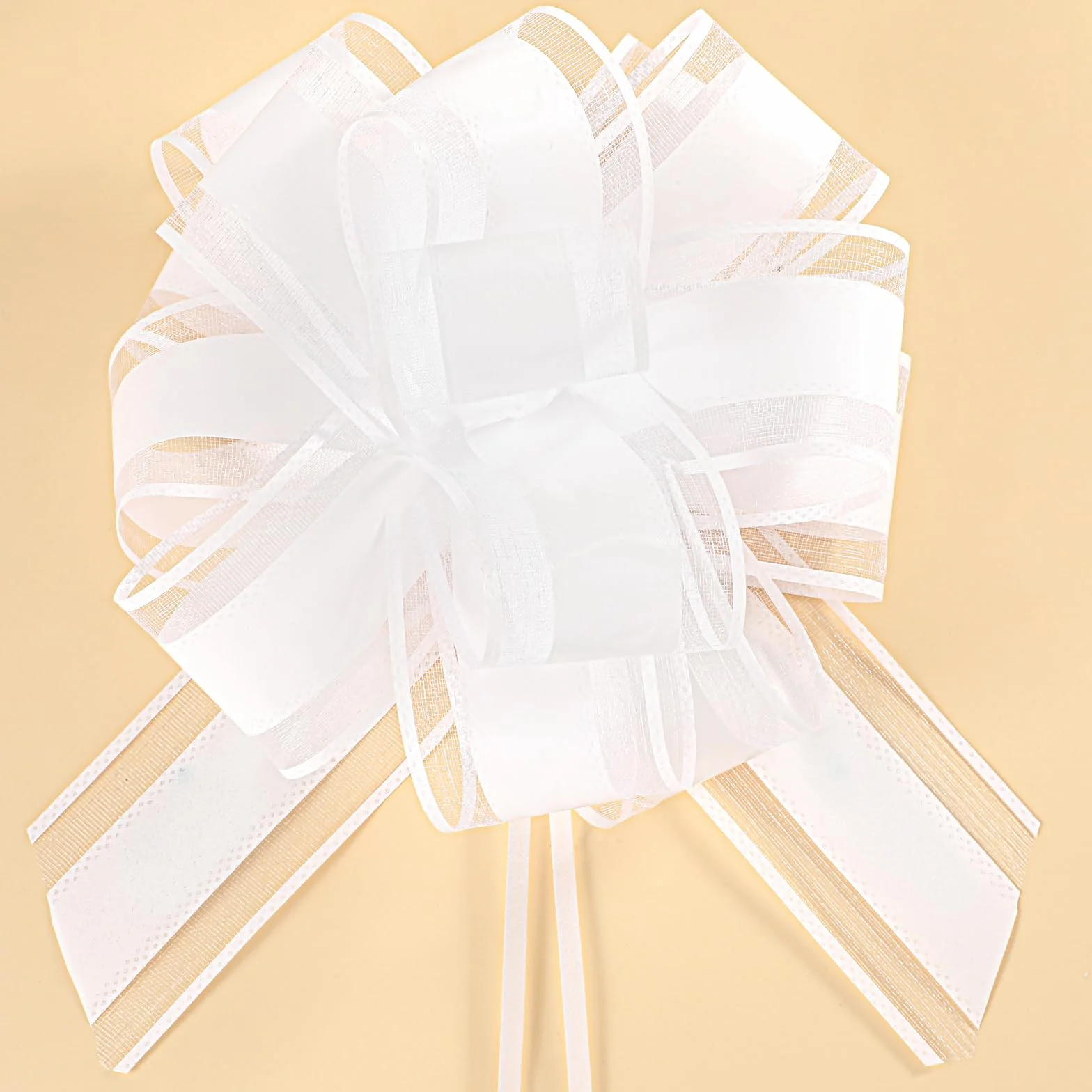Jeffdad Lot de 10 grands nœuds cadeaux 18 cm avec rubans pour loisirs créatifs emballage mariage (blanc)