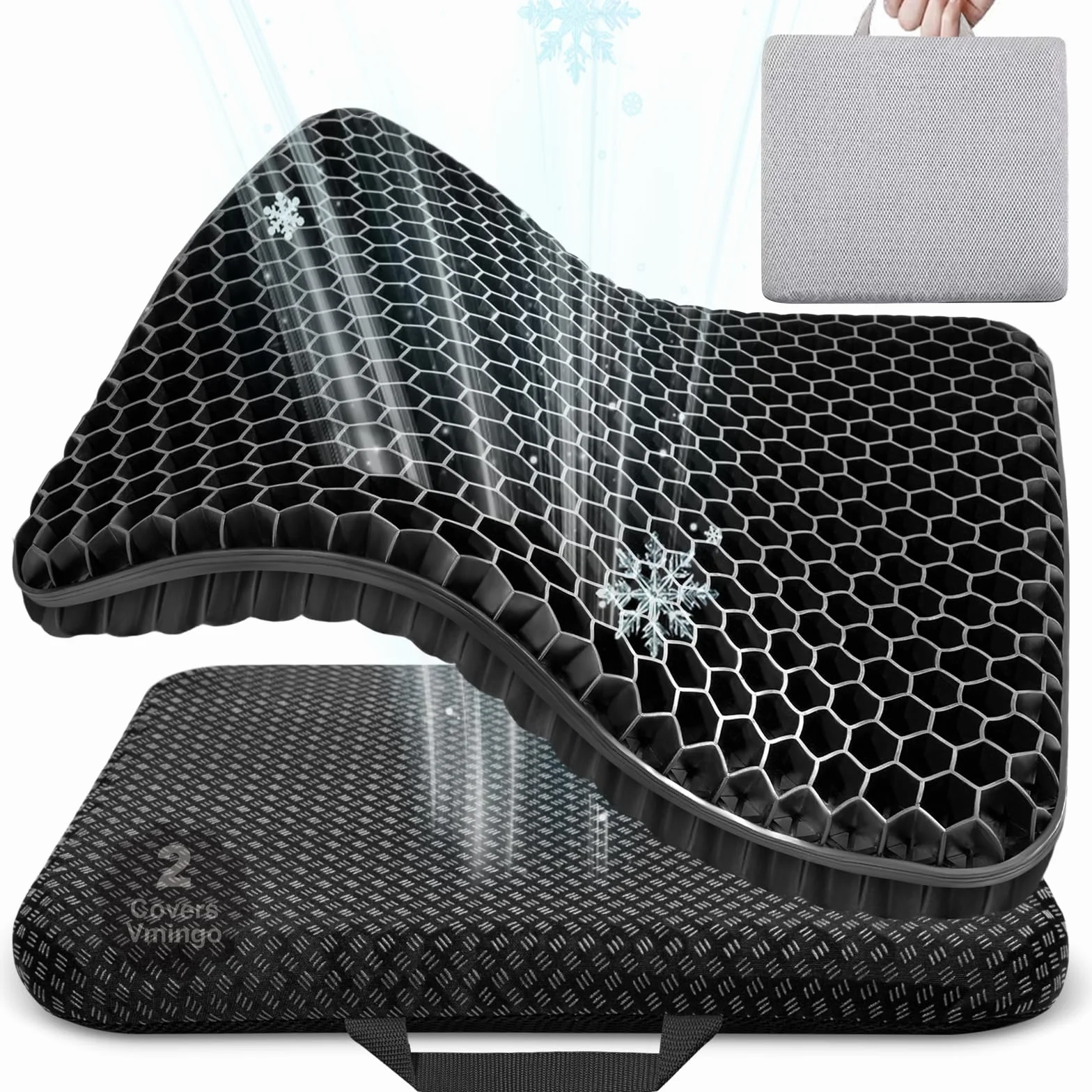 Coussins de Chaise Vmingo Coussin de Gel Respirant Anti Escarres Orthopédique avec Housse Antidérapant Noir