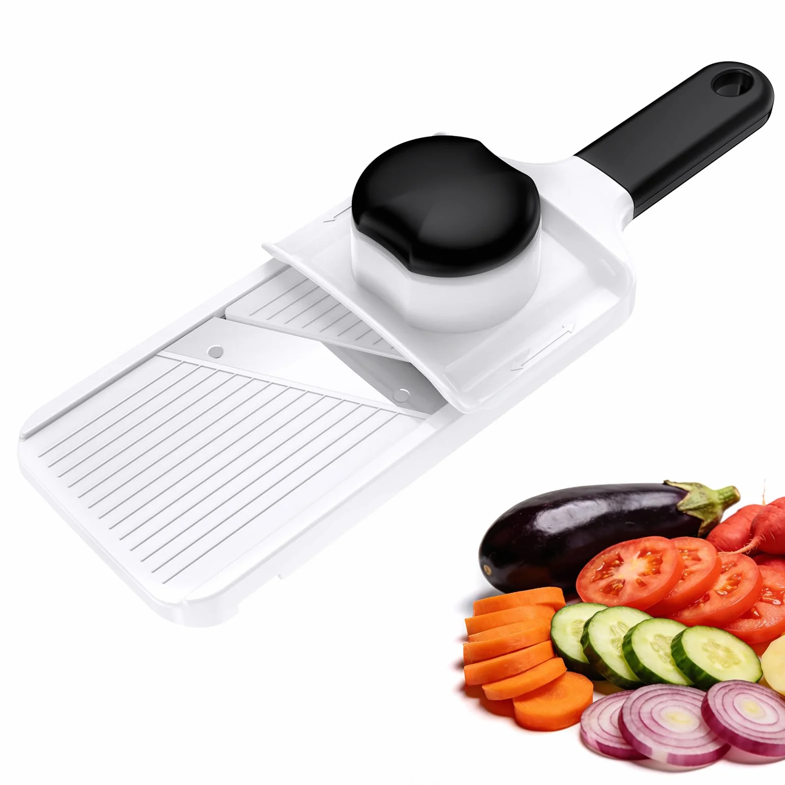 Ibergrif M526 Mandoline Cuisine Multifonctions Manuel Réglable 1–4 mm, Coupe-Légumes avec Protection anti-doigts & Verrou de Sécurité