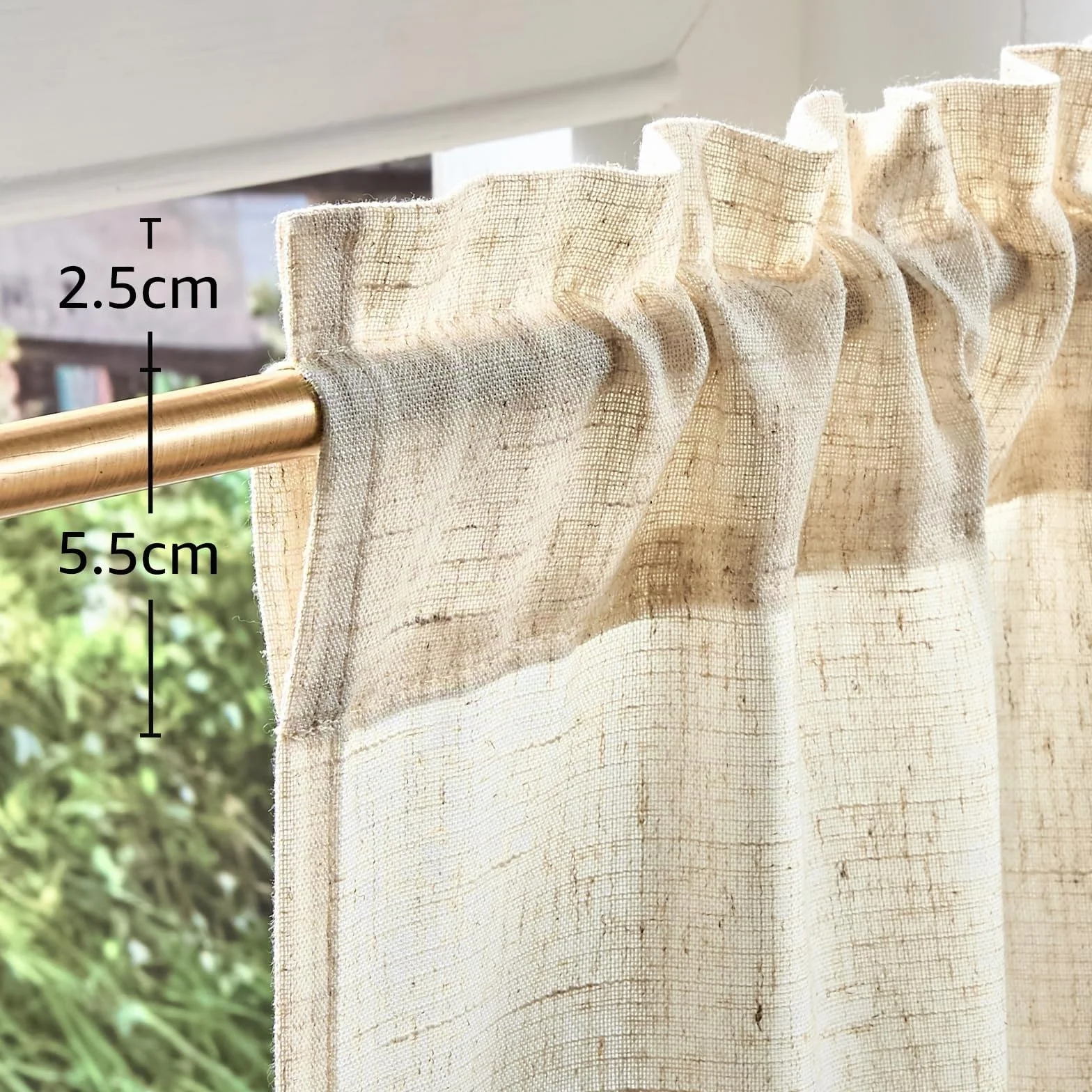 TOPICK Petit Rideau Brise Bise Beige 65x90 cm 2 Panneaux