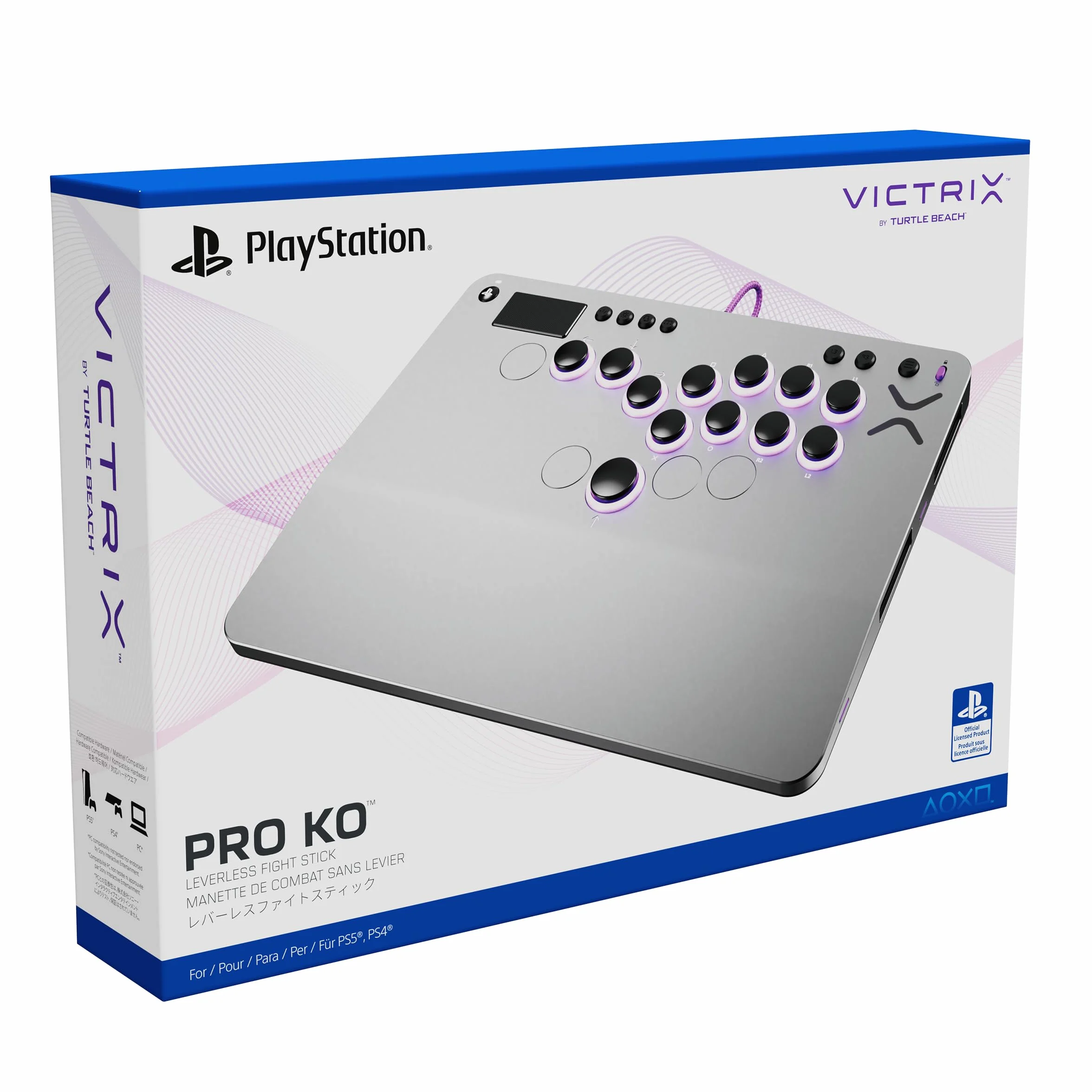 Turtle Beach Victrix Pro KO Fight Stick Gris Édition Officielle PS avec Boutons Cherry MX Speed Silver