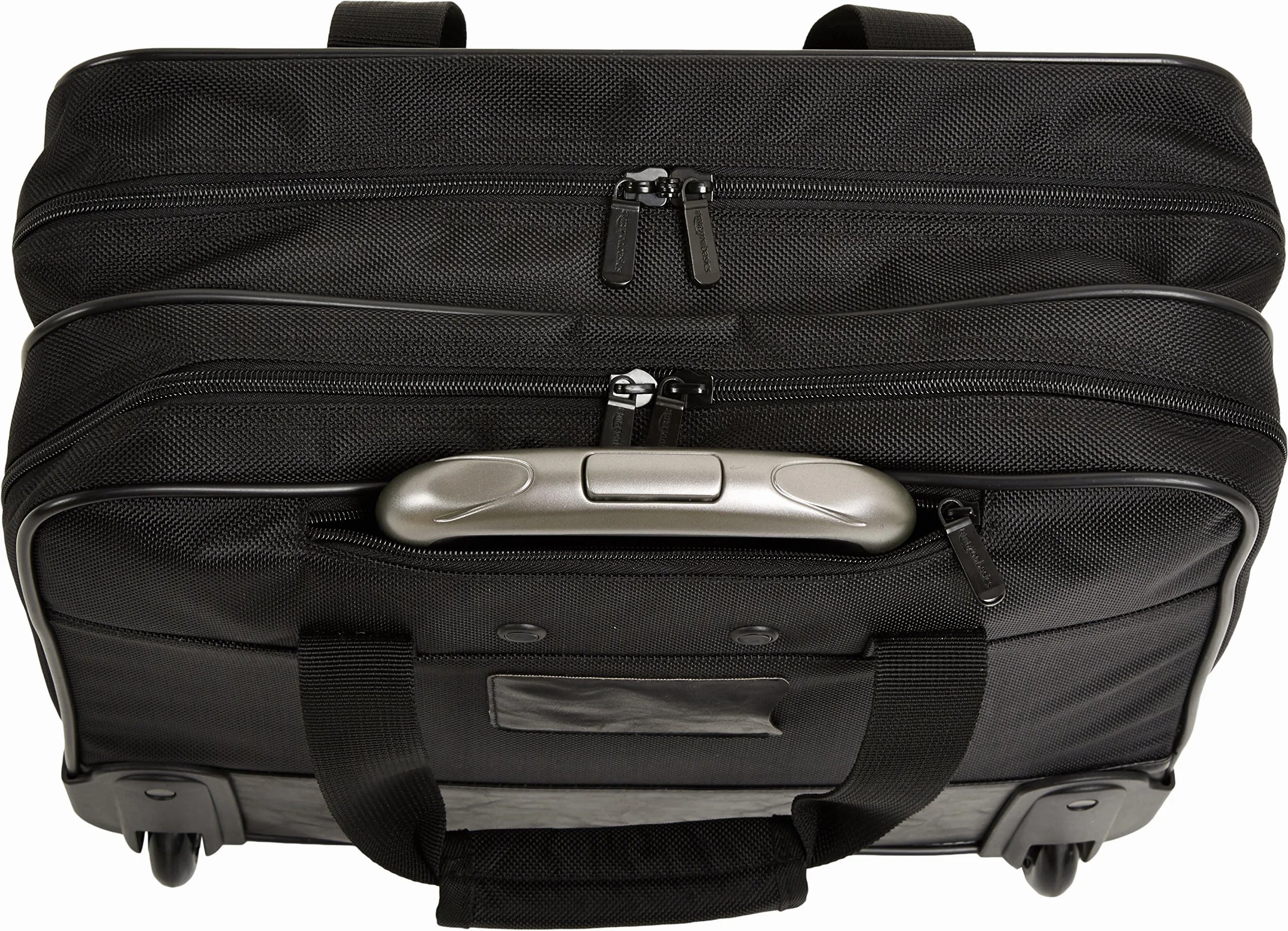 Amazon Basics - Wózek na laptopa z szybko poruszającymi się kółkami i łatwo dostępną kieszenią przednią – nadaje się do laptopów do 15.6 cali ( 39.6 cm ), czarny