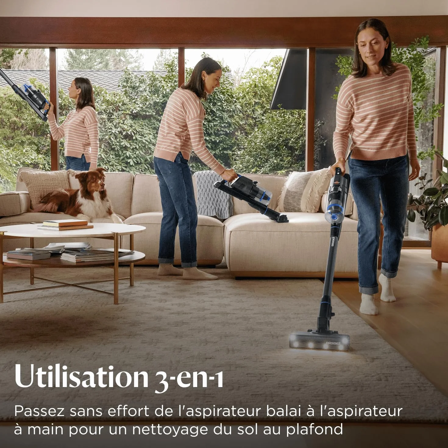 Bissell PowerClean FurGuard, Aspirateur Balai sans Fil, 280W, Brosse Autonettoyant, Éclairage FurFinder, Aspirateur sans Fil, Autoportant, Filtre HEPA, 2500 mAh Batterie Amovible, 50 Min, 4091N