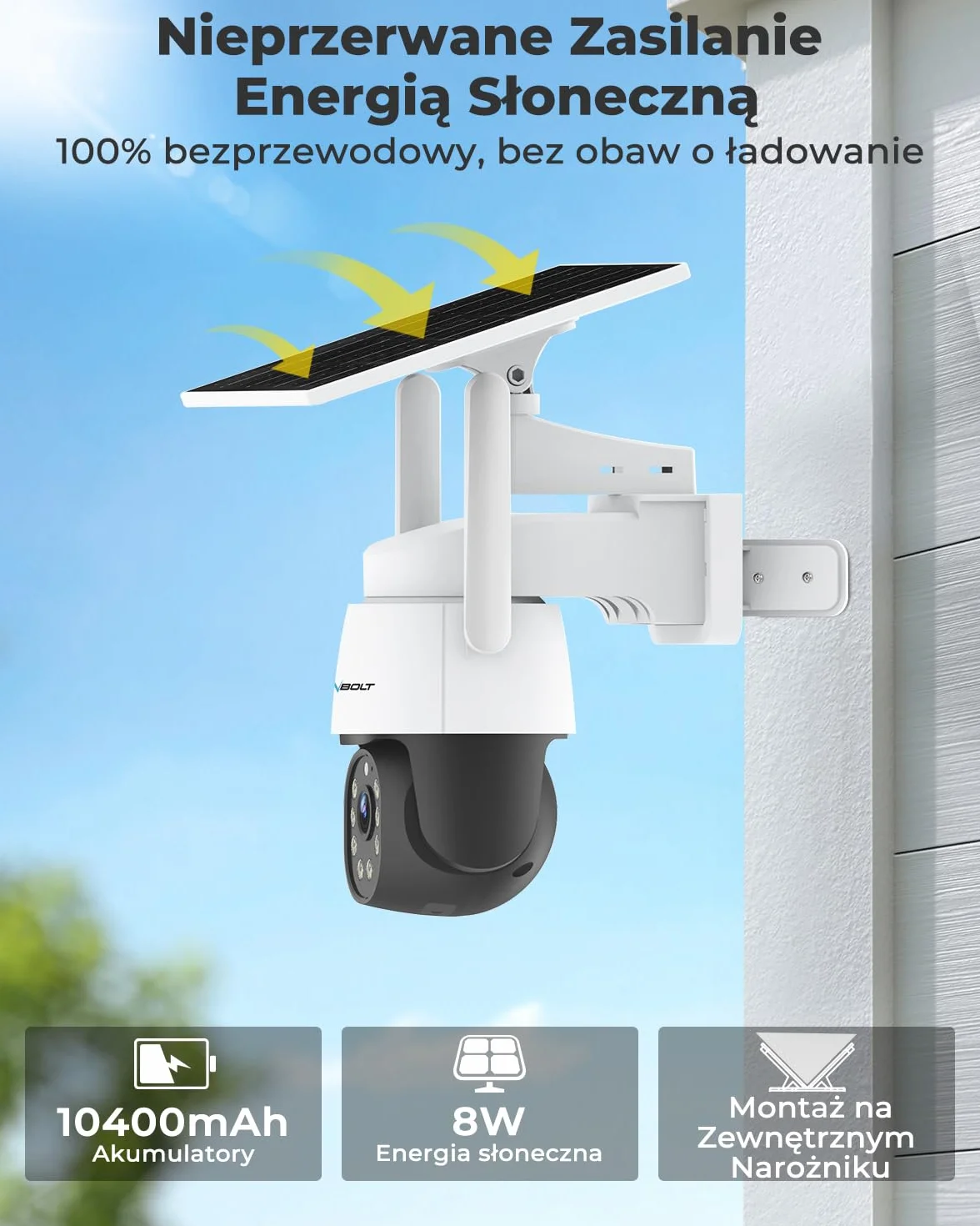 GENBOLT 4G AOV Kamera Zewnętrzna Solarna(Bez WiFi),Nagrywanie 7/24 3MP IP Zewnętrzna Kamera Monitoringu CCTV z Kartą SIM, Odległość Wykrywania AI 90 Stóp,Akumulator 8W 10400mAh,Funkcja Noktowizyjna
