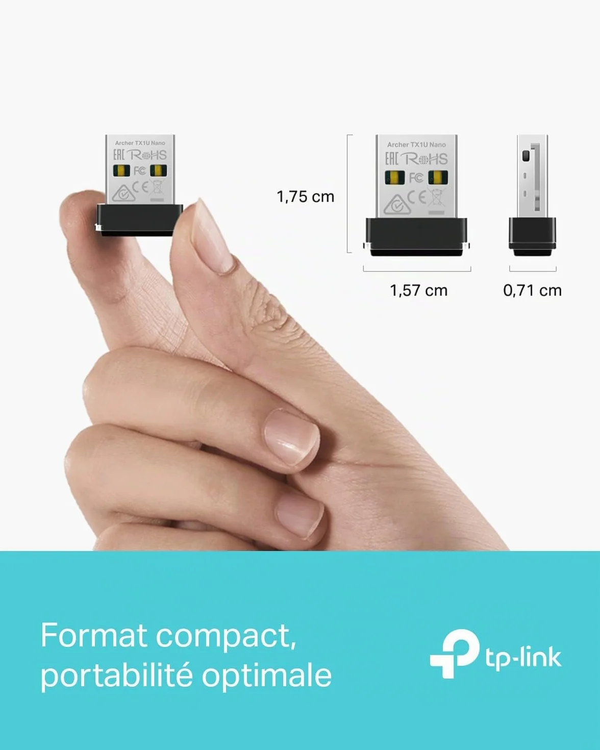 TP-Link Archer TX1U Nano Clé WiFi 6 AX300 USB Adaptateur Double Bande 2,4 GHz MU-MIMO