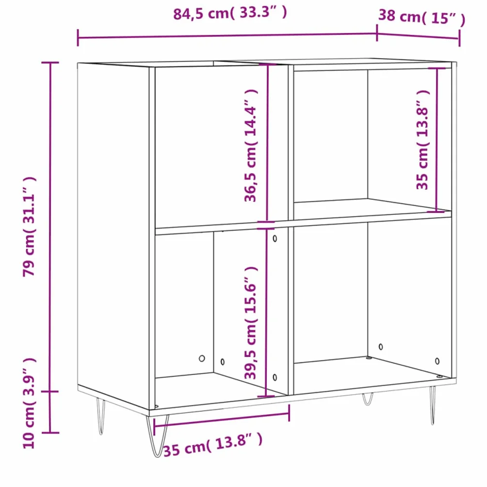 vidaXL Armoire à Disques, Support de Tourne-Disque, Armoire Latérale avec Rangement, Buffet de Salon, Moderne, Blanc Brillant Bois d'Ingénierie
