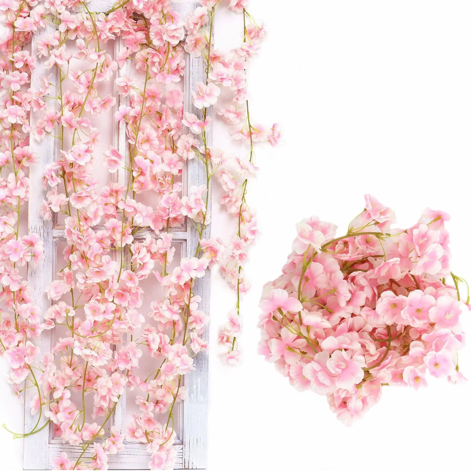 Guirlandes de Fleurs de Cerisier Artificielles 180cm 3 Pièces Décoration Extérieure Maison Jardin Mariage