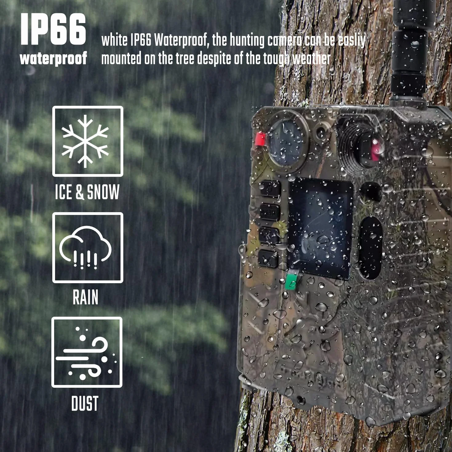 BolyGuard Kamera myśliwska 37MP 4K HD GSM Polowanie 4G 100ft Fotografia IP66 Noktowizor (BG410-MS)