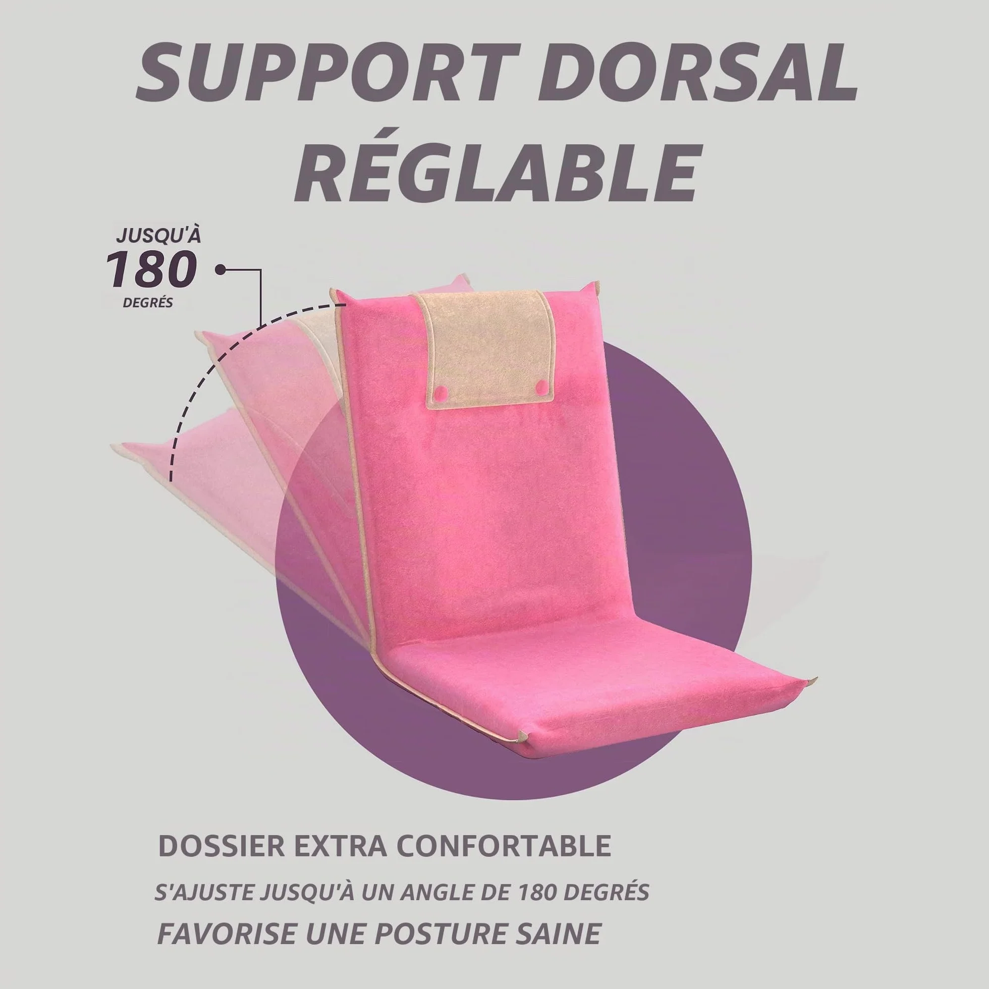 bonVIVO Easy II Fauteuil de Sol Rembourré pour Adultes et Enfants avec Dossier Réglable - Chaise de Sol Pliable, Siège Méditation, Yoga
