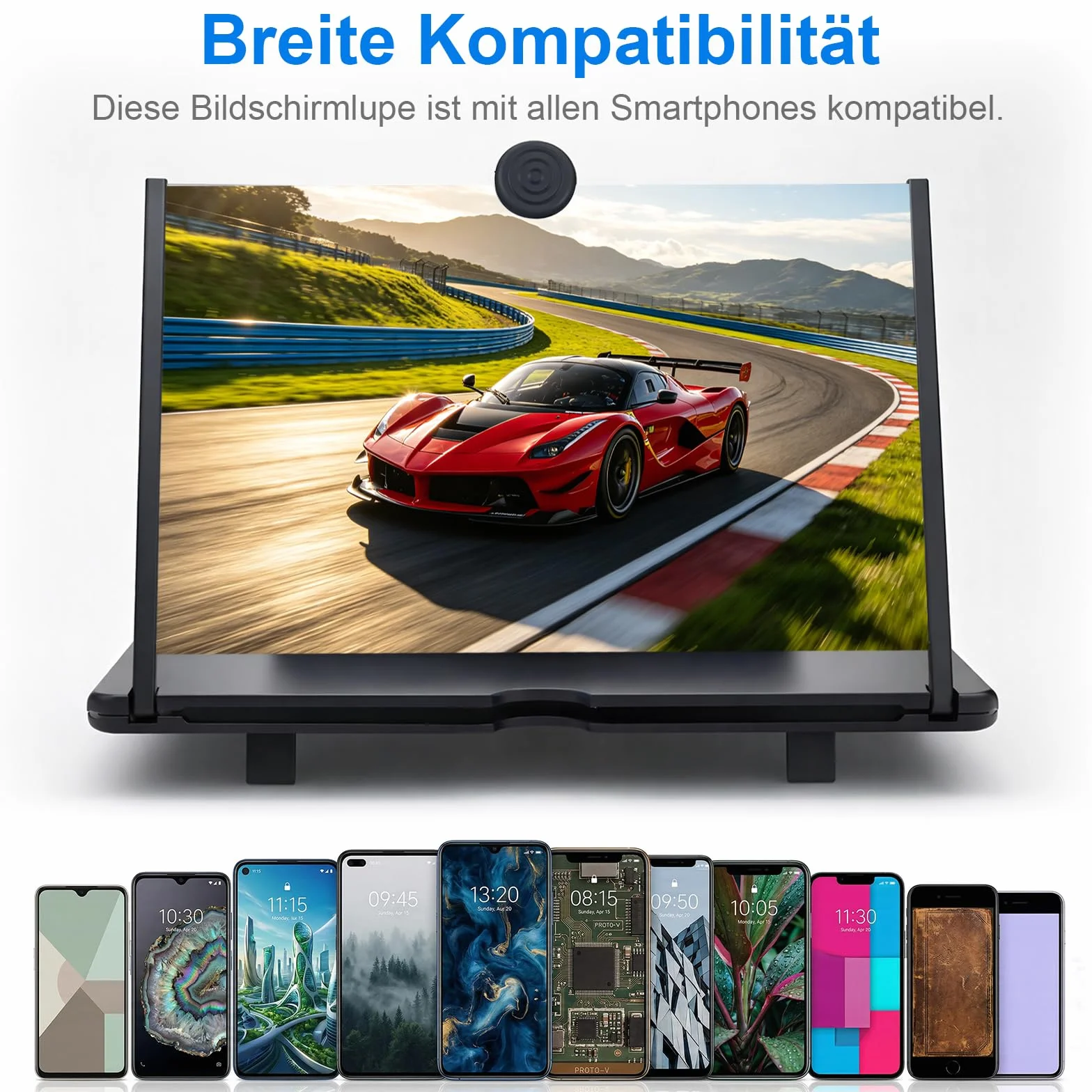 Lupa do ekranu telefonu komórkowego 16 cali, ekran powiększający do telefonu komórkowego, HD z podstawką, lupa z ochroną przed niebieskim światłem do filmów i gier, prezent dla osób starszych i dzieci