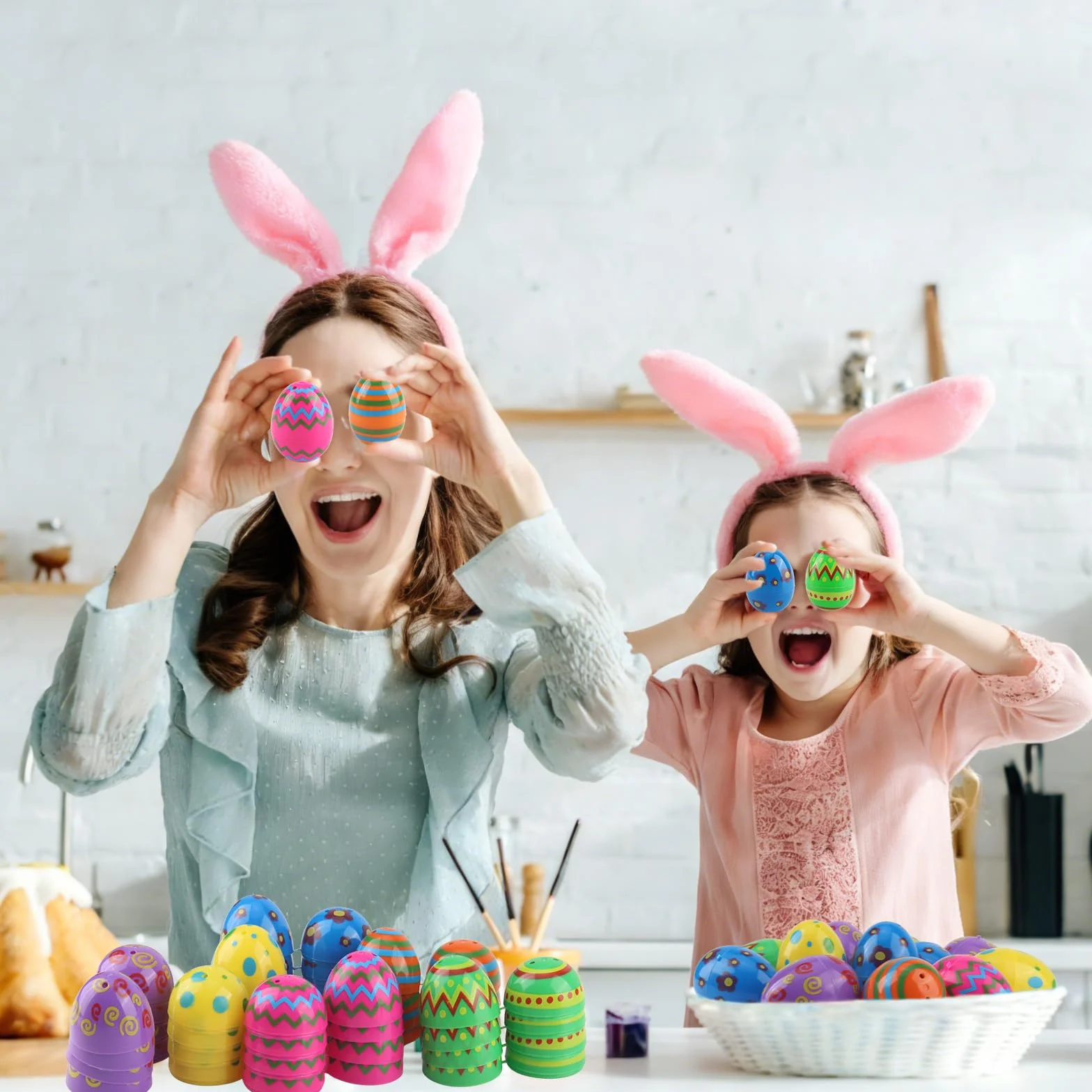 Oeufs de Pâques en Plastique 36 Pièces Imprimés Brillants pour Chasse Cadeaux Fête