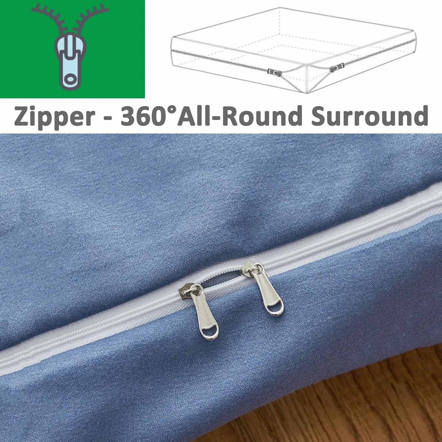 Housse Pour Matelas De Futon Japonais Traditionnel Lavable Protège-Matelas Avec Fermeture Éclair Doux Rabbit Queen 150x200cm