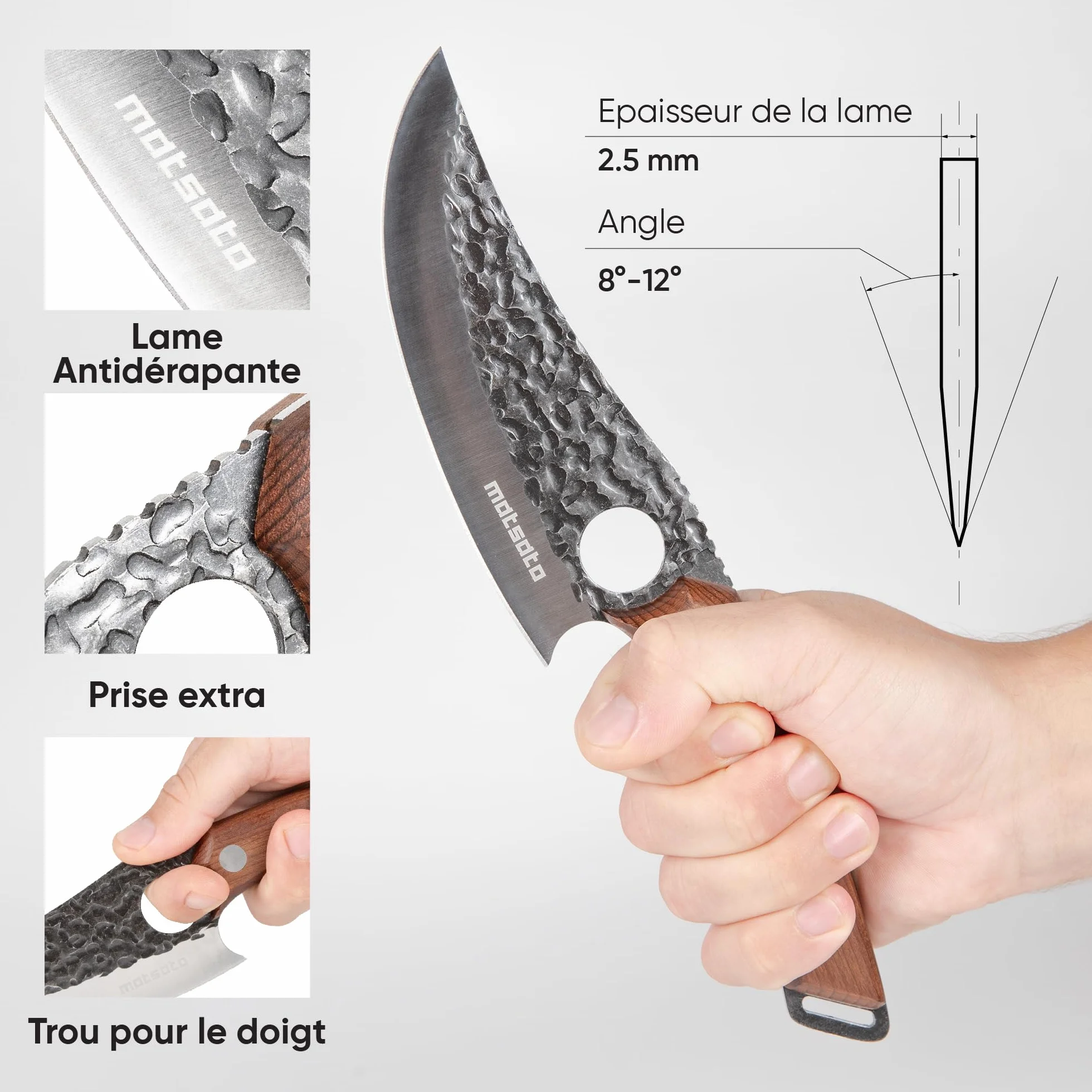 Matsato Couteau de Chef Acier Japonais Tranchant Viande Légumes