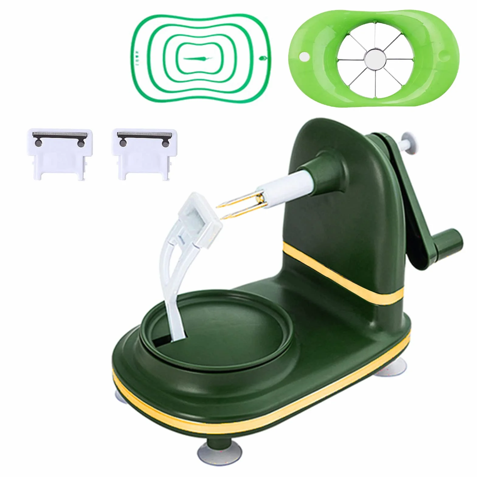 Pèle-Pommes avec Ventouse et Coupe-Pomme Trancheur, Acier Inoxydable Ultra Aiguisées, Machine à éplucher Cinq Secondes, Eplucheur Multifonctionnel pour Pommes, Pommes de Terre, Poires
