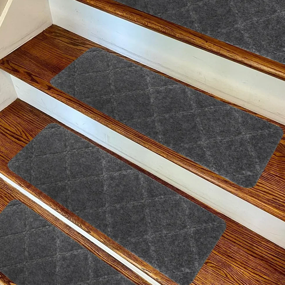 FARYODI Tapis pour Escaliers Auto-adhésifs 15 Pièces, 55 x 19 cm, Gris Foncé