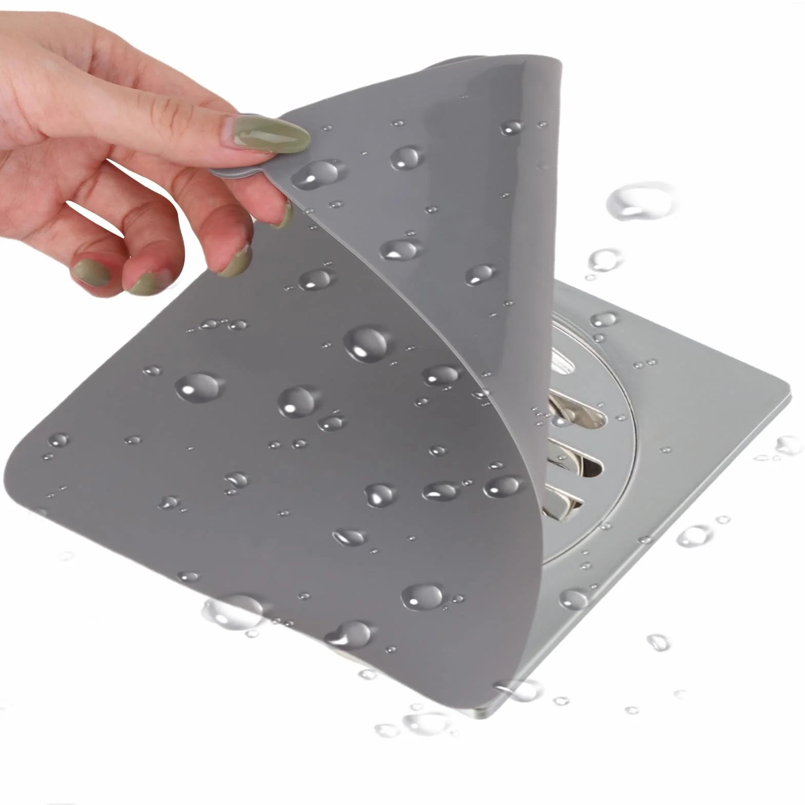 Bouchon Douche Anti Odeur 2pcs Silicone Gris 20x20 Drain Salle De Bain