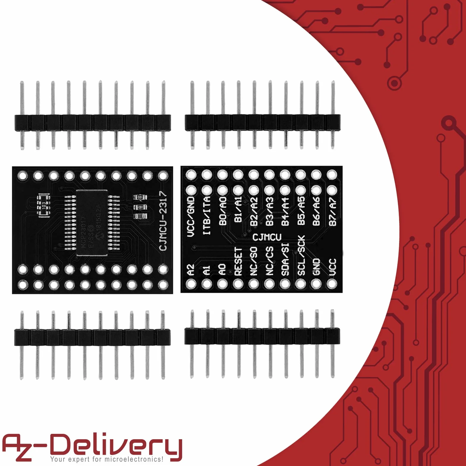 AZDelivery 5 x MCP23017 Ekspander portów 16-bitowy dwukierunkowy ekspander we/wy z interfejsem szeregowym I2C kompatybilny z Arduino w tym e-Book!