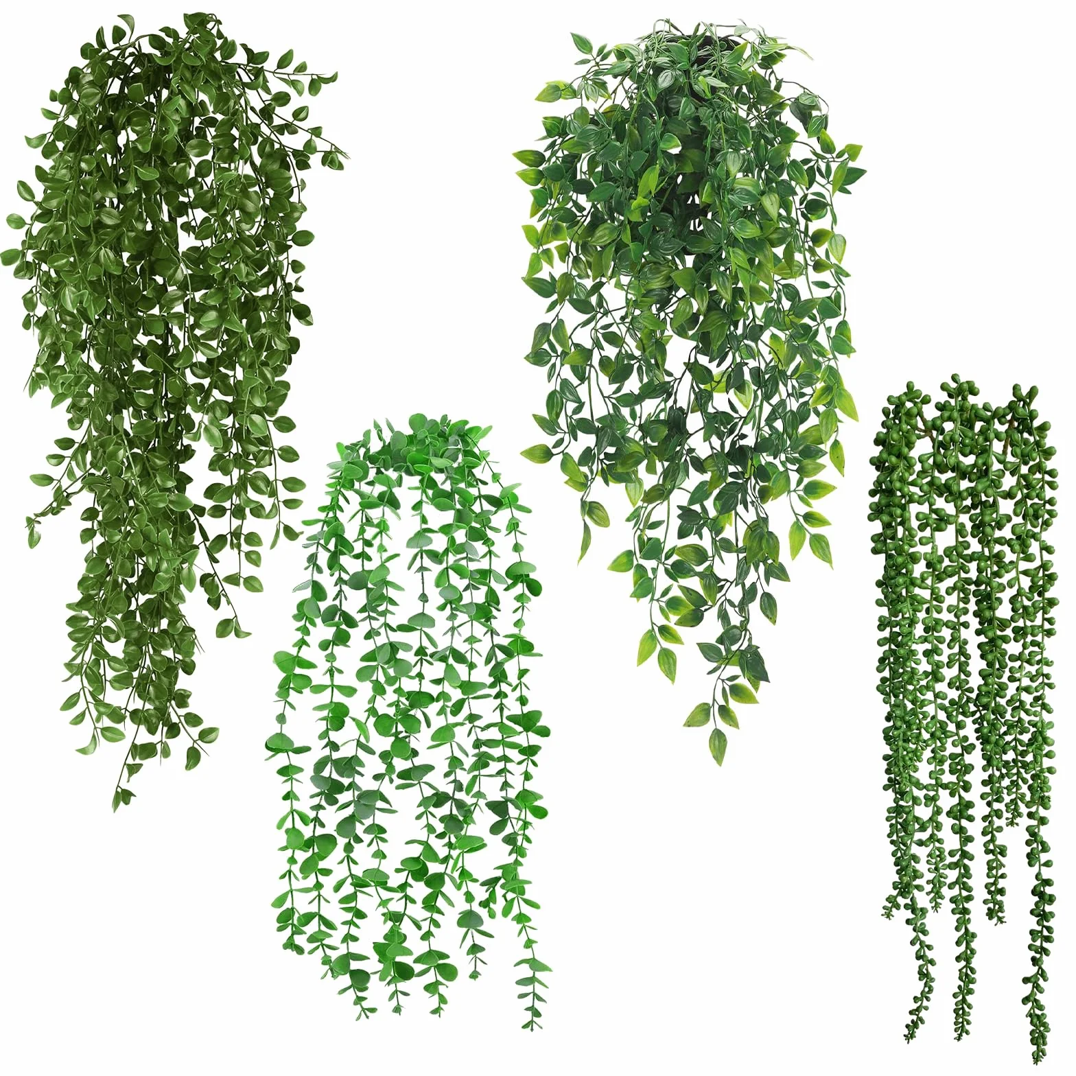 4 Pcs Plante Artificielle Tombante 55-80cm Suspendues Décoration Intérieur Extérieur