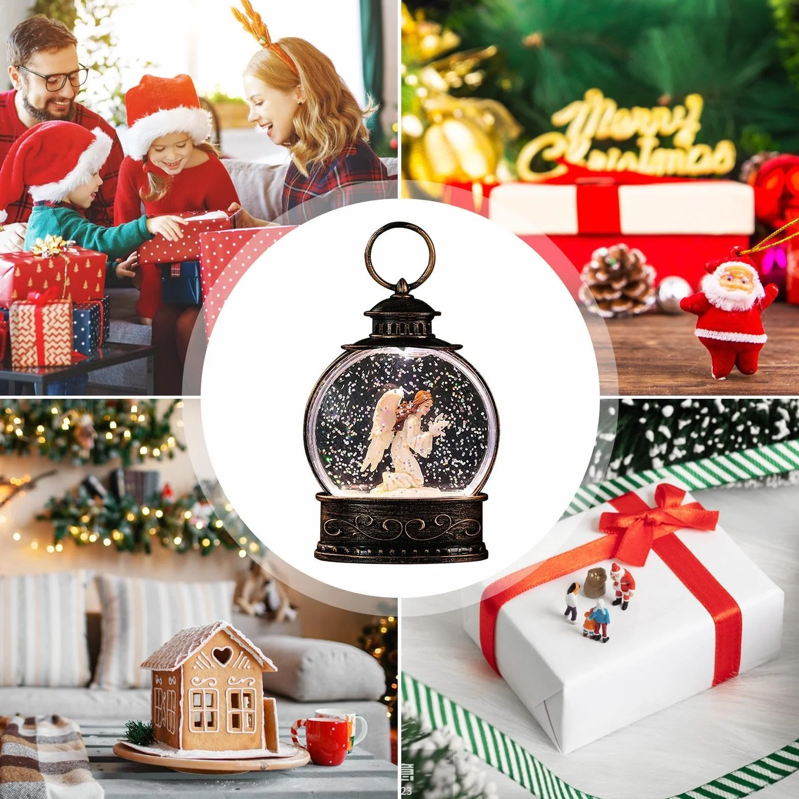 Lampe boule à neige éclairée, boule à neige musicale, lanterne boule à neige avec paillettes, lanterne boule à neige de Noël, boîte à musique